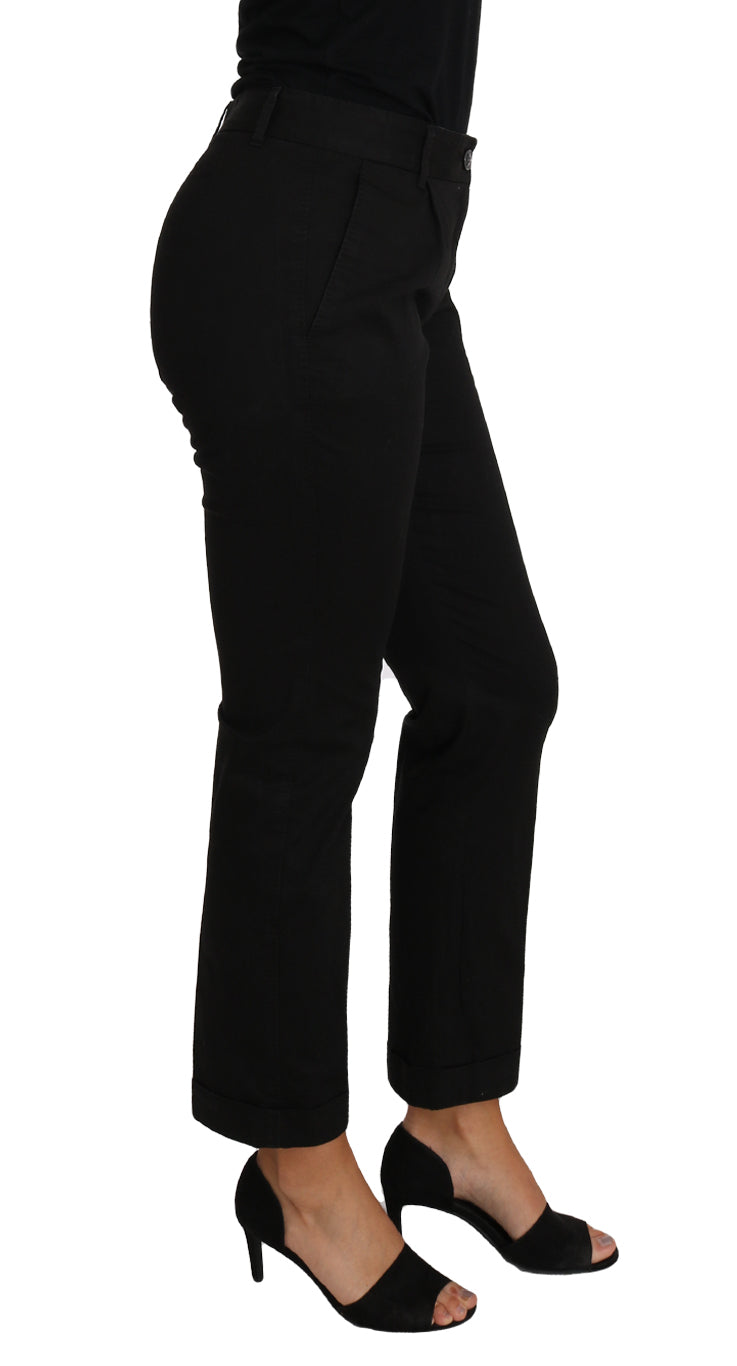 Pantalon habillé élégant en coton noir Dolce & Gabbana