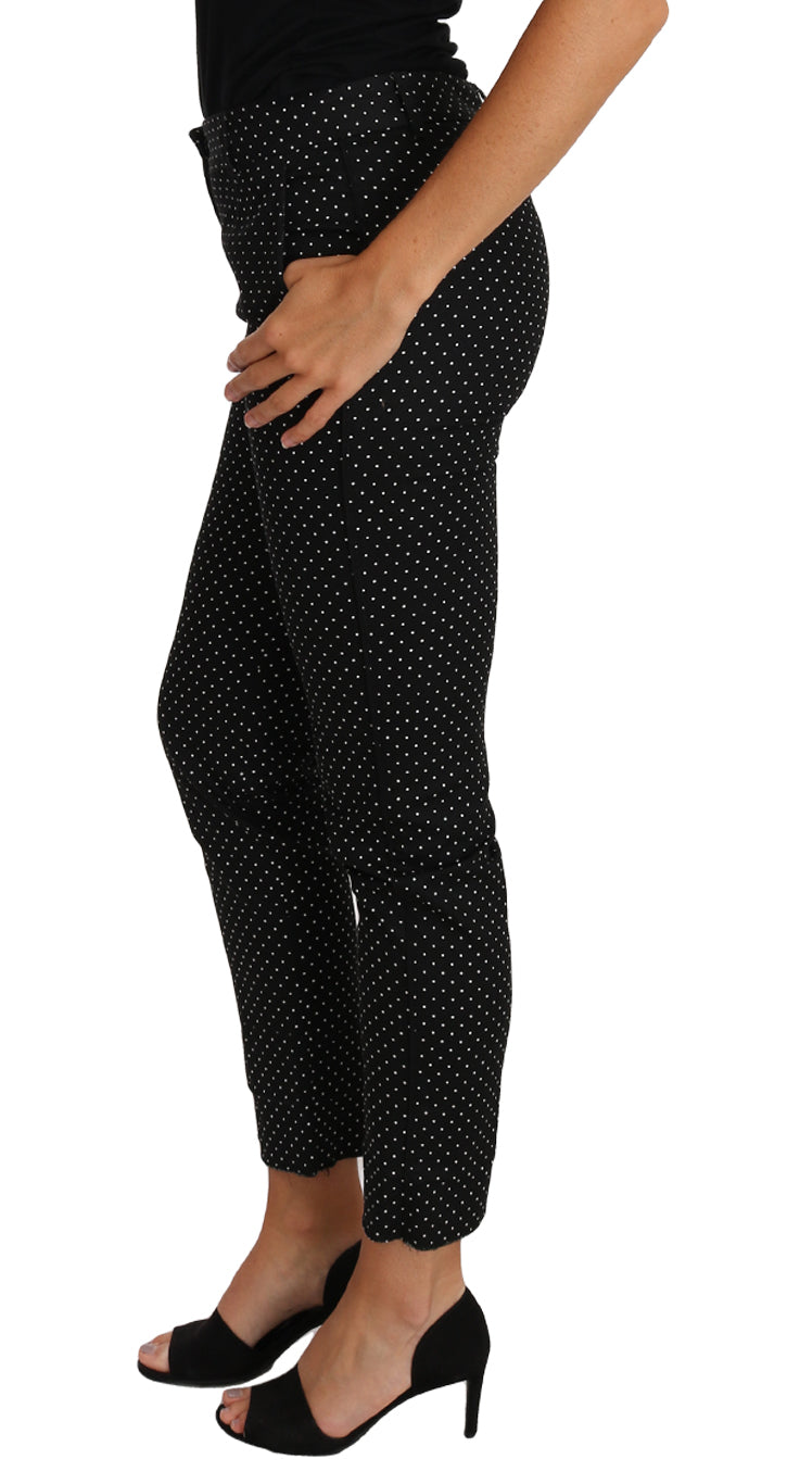 Dolce & Gabbana Black Dress Polka Dot Cropped Straight Pants by Dolce & Gabbana