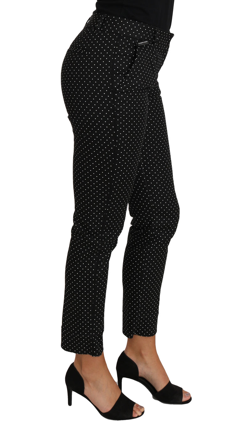 Dolce & Gabbana Black Dress Polka Dot Cropped Straight Pants by Dolce & Gabbana