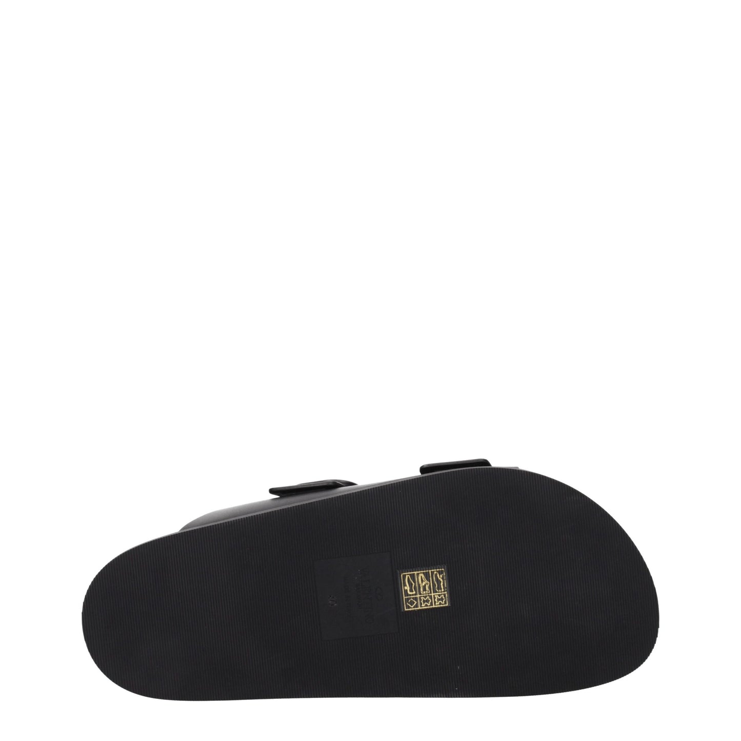 Valentino Garavani Black Leather Slippers Sandals