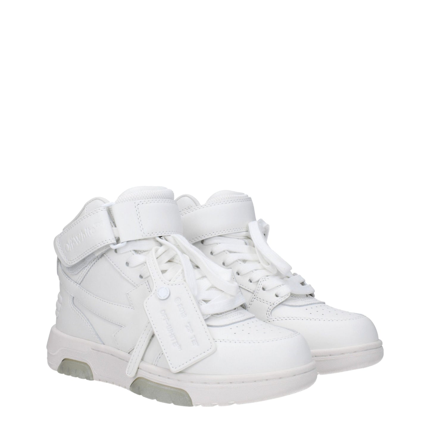 Off White White Leather High Tops