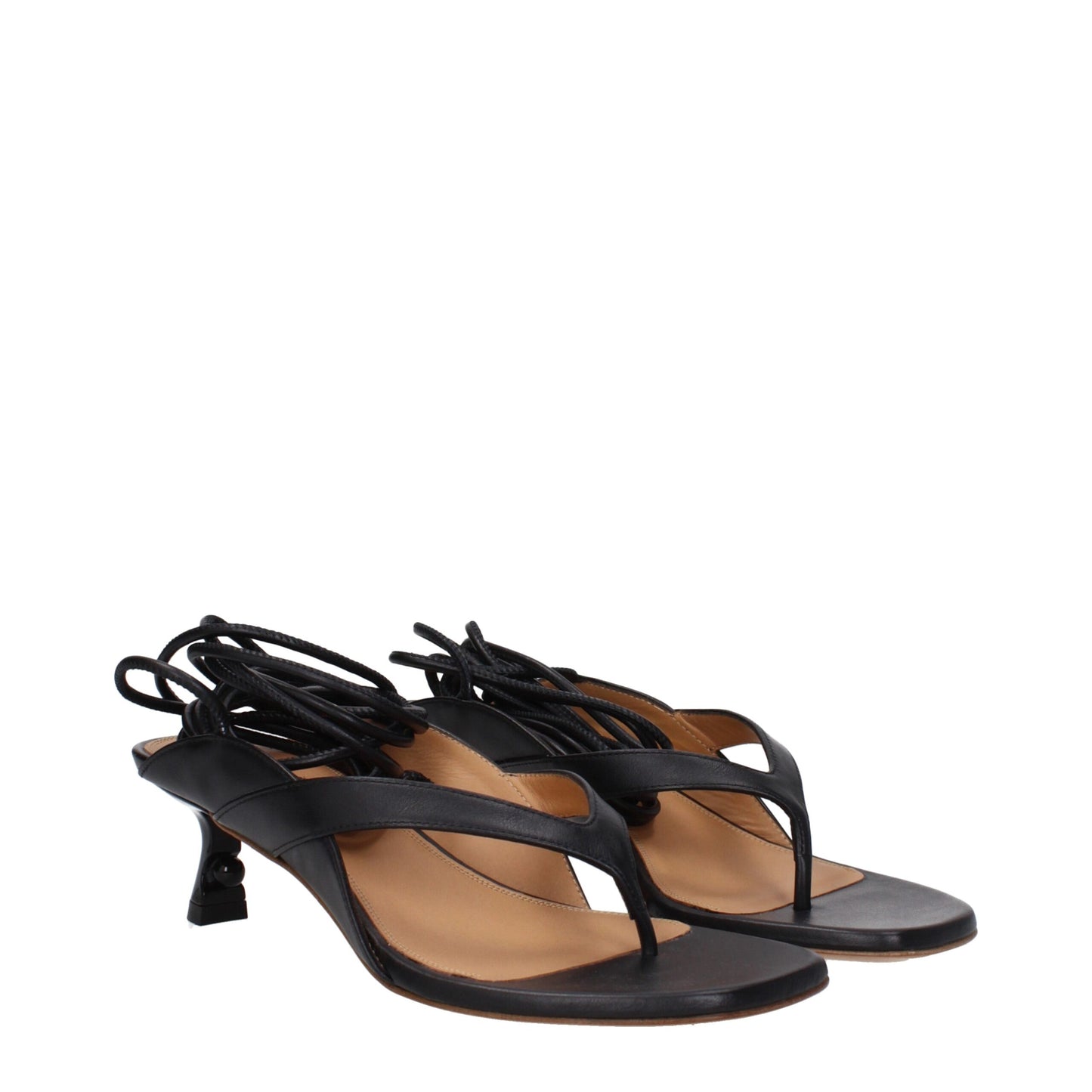 Off White Black Leather Flip Flop Sandals