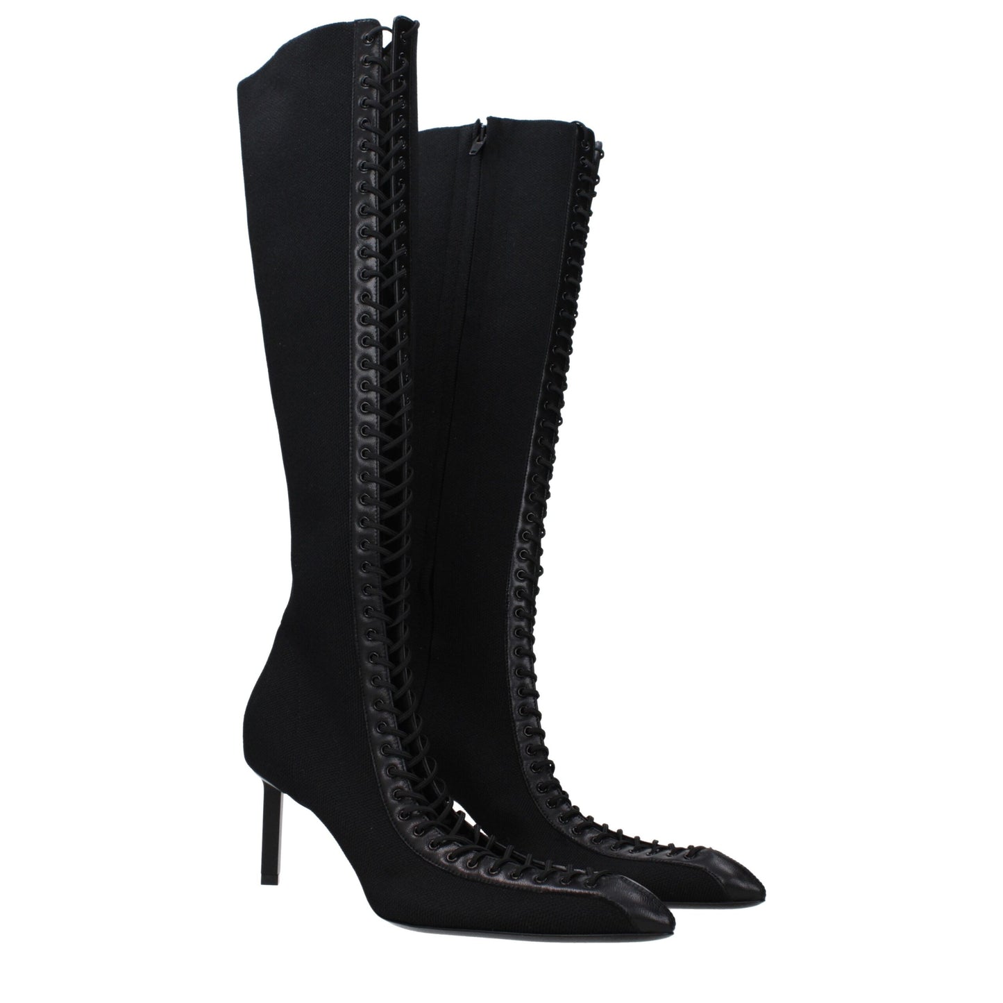 Givenchy Black Fabric Lace Up Boots