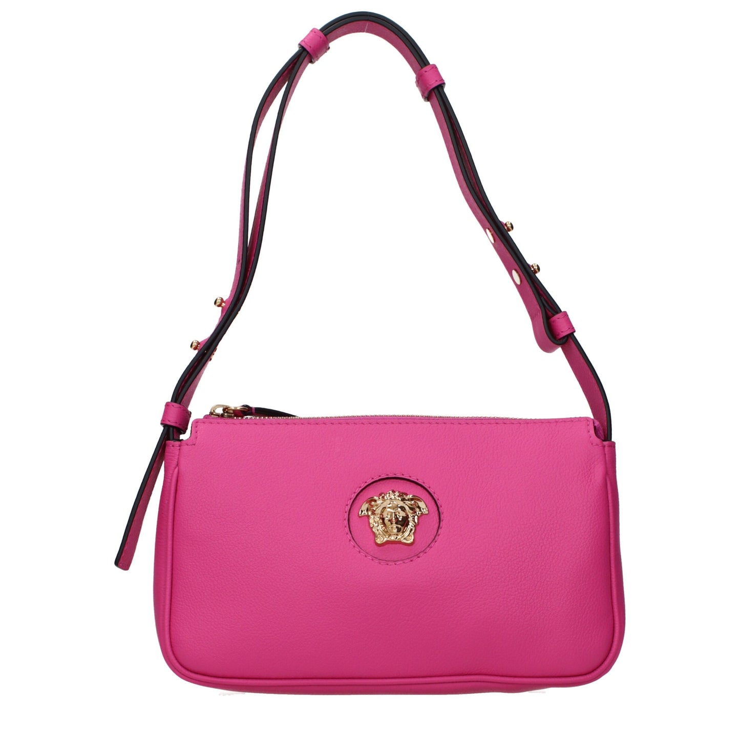 Versace Fuchsia Leder Schoudertas Met Medusa Sluiting