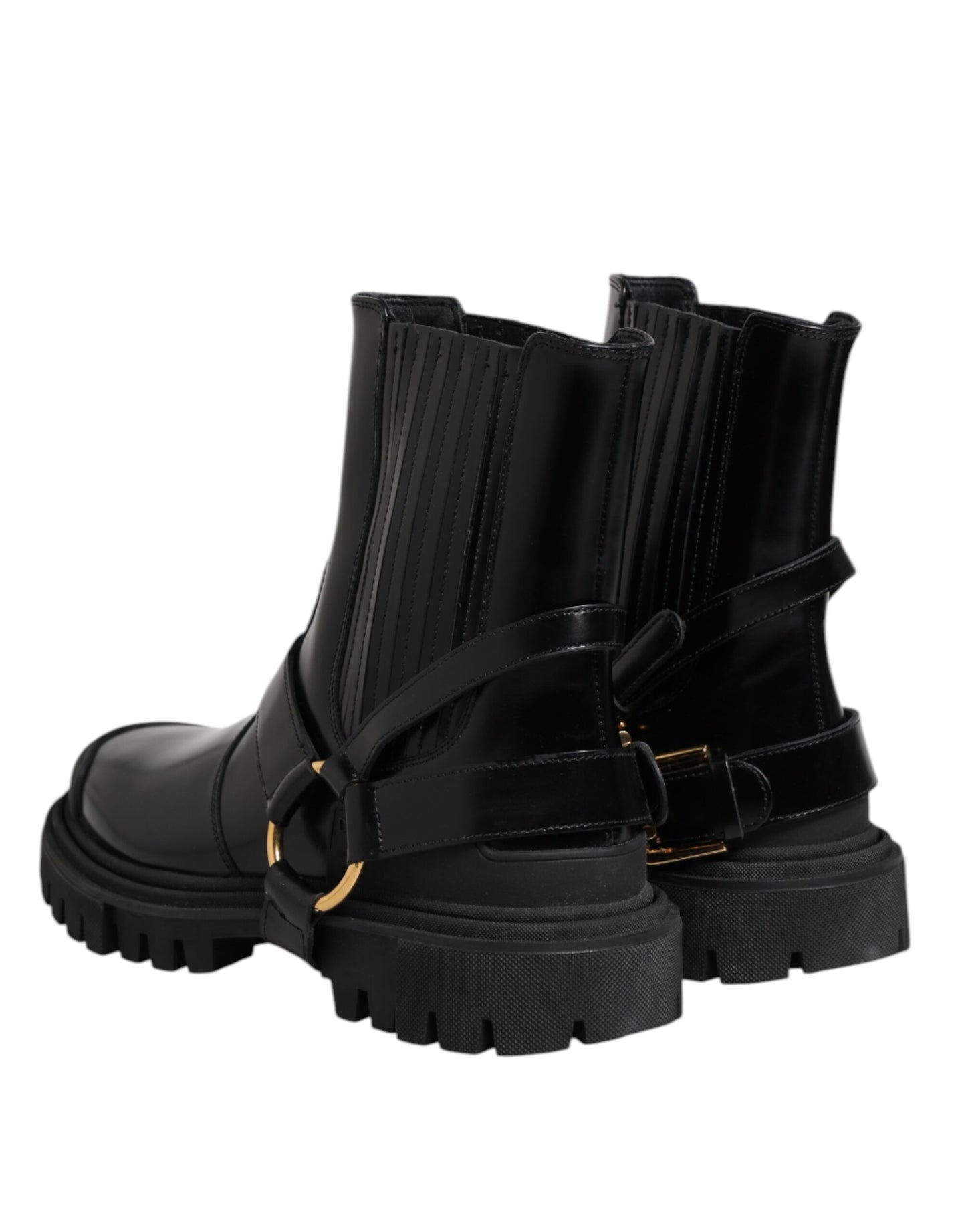 Dolce & Gabbana Black Leather Chelsea Men Short Boots Shoes by Dolce & Gabbana