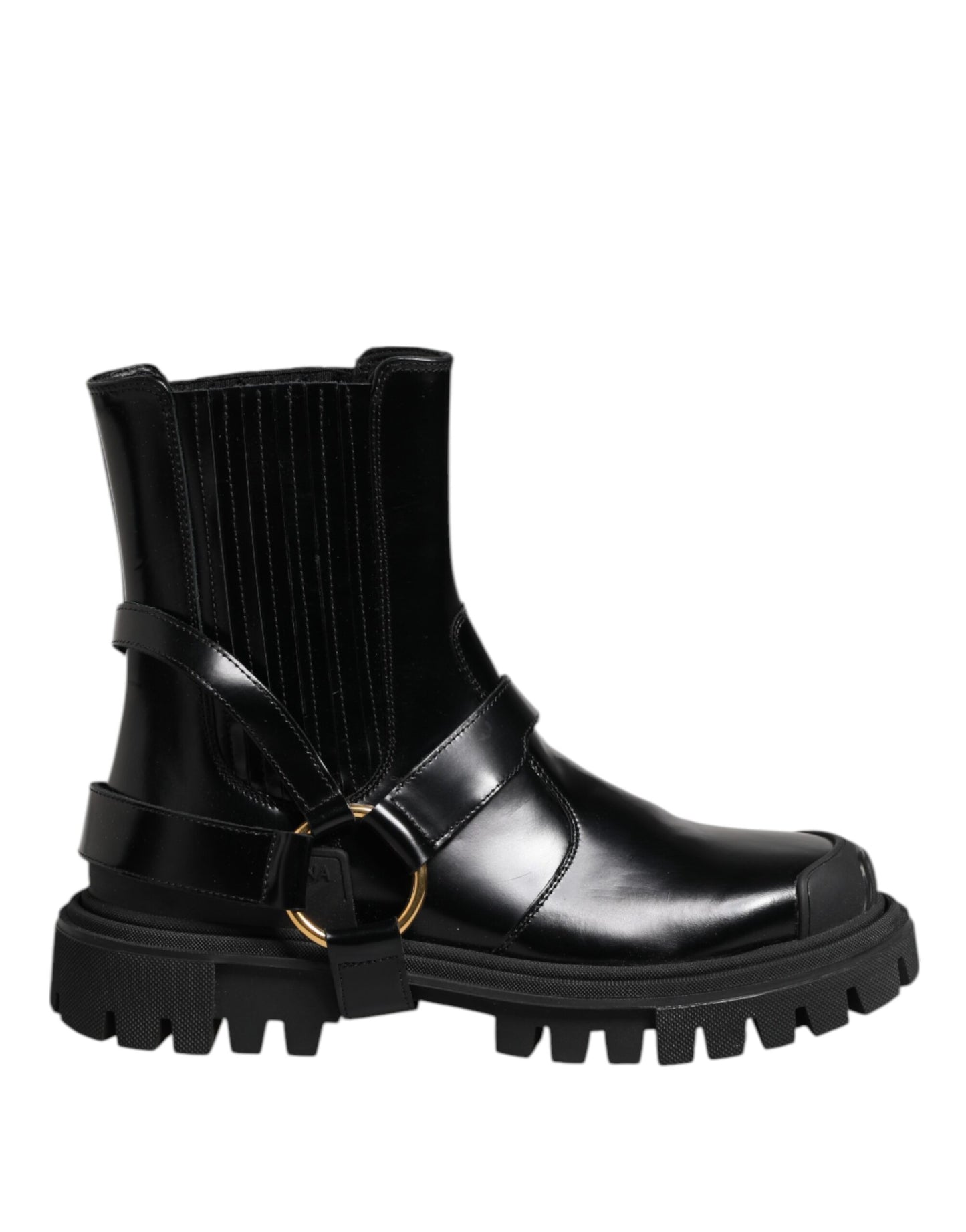 Dolce & Gabbana Black Leather Chelsea Men Short Boots Shoes by Dolce & Gabbana