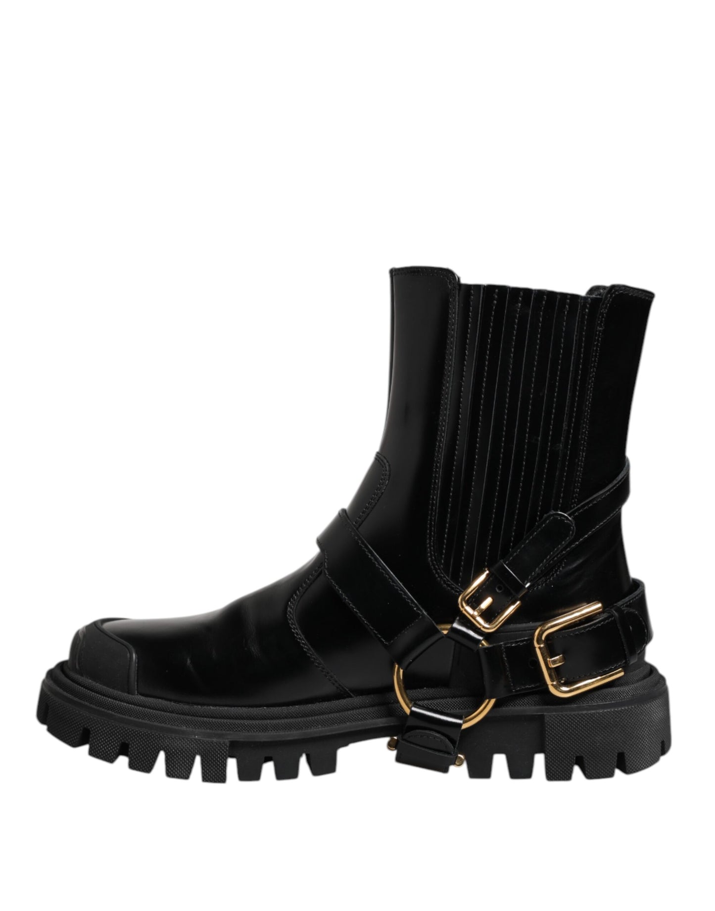 Dolce & Gabbana Black Leather Chelsea Men Short Boots Shoes by Dolce & Gabbana