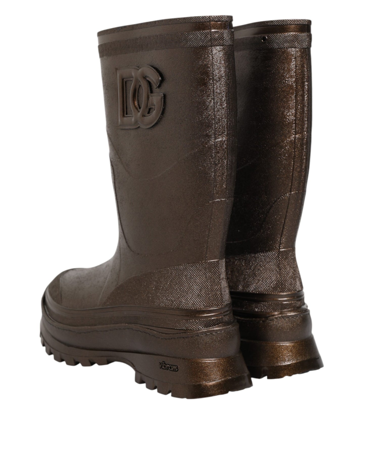 Dolce & Gabbana Metallic Brown Pull On Rain Boots Shoes by Dolce & Gabbana