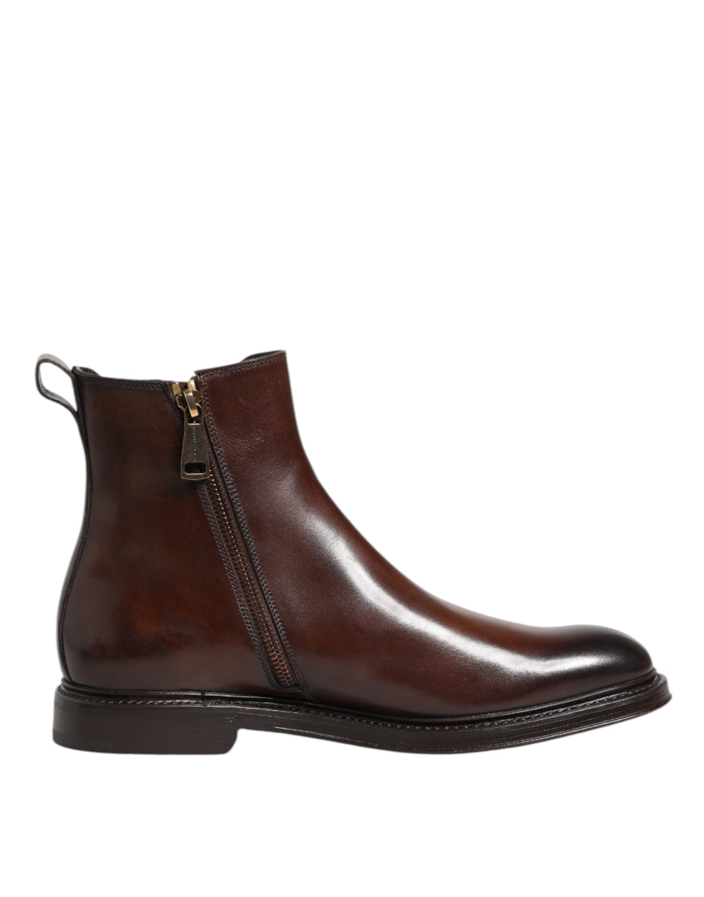 Dolce & Gabbana Brown Chelsea Leather Mid Calf Boots Shoes by Dolce & Gabbana