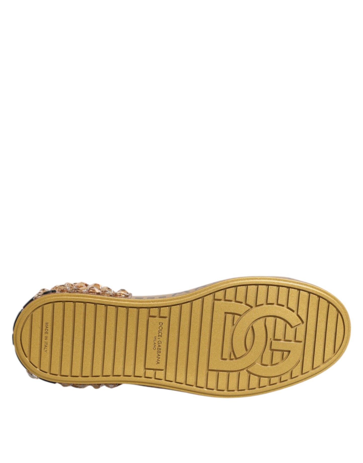 Dolce & Gabbana White Gold Crystal Portofino Sneakers Shoes by Dolce & Gabbana