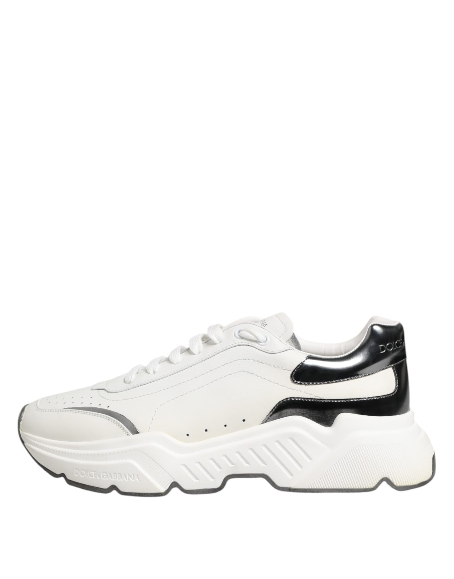 Dolce & Gabbana White Silver DAYMASTER Leather Sneakers Shoes by Dolce & Gabbana