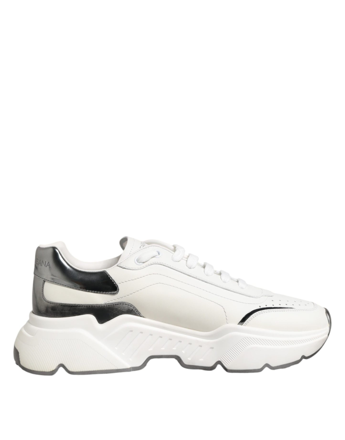Dolce & Gabbana White Silver DAYMASTER Leather Sneakers Shoes by Dolce & Gabbana