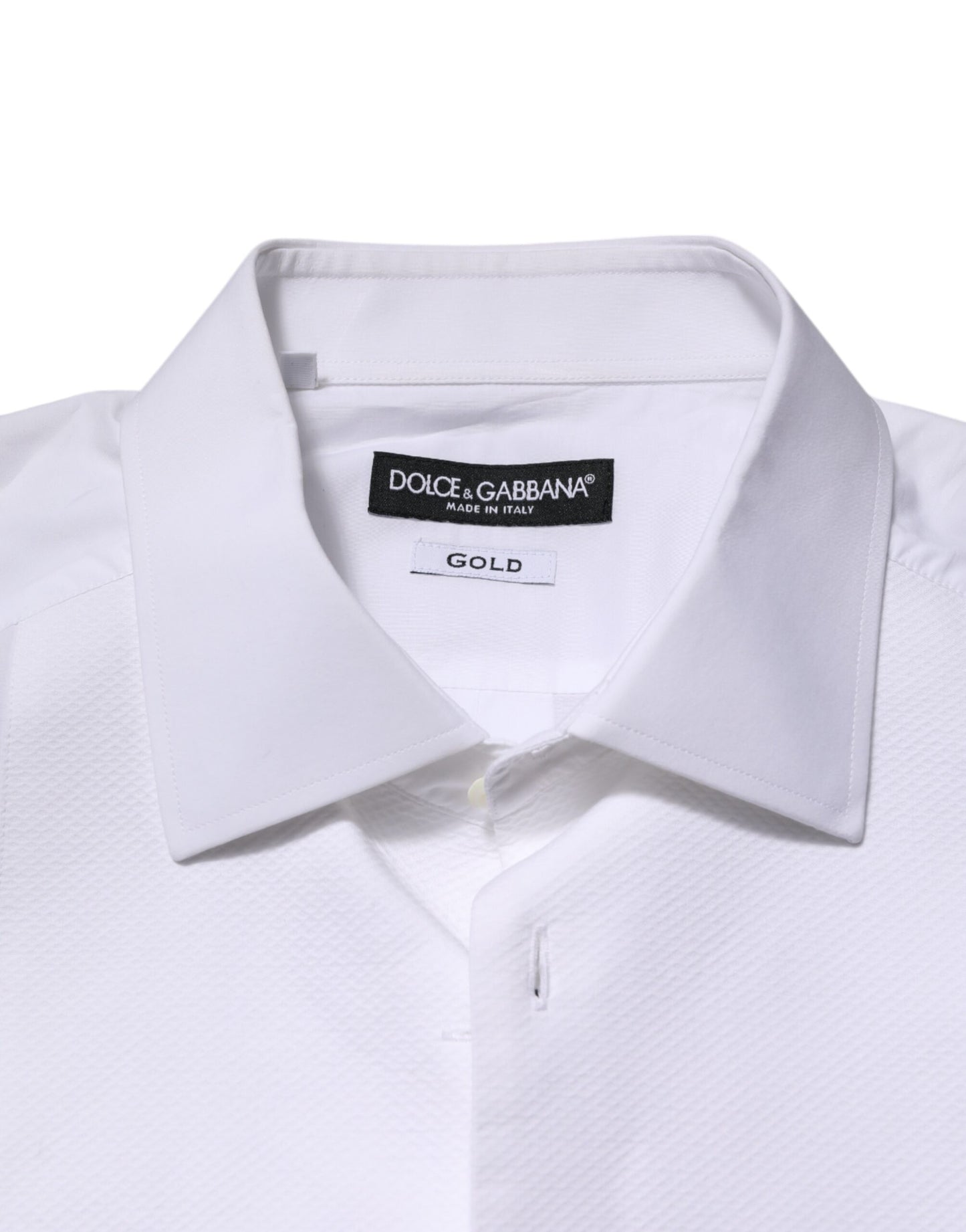 Dolce & Gabbana White Bib Cotton Poplin GOLD Men Formal Shirt by Dolce & Gabbana