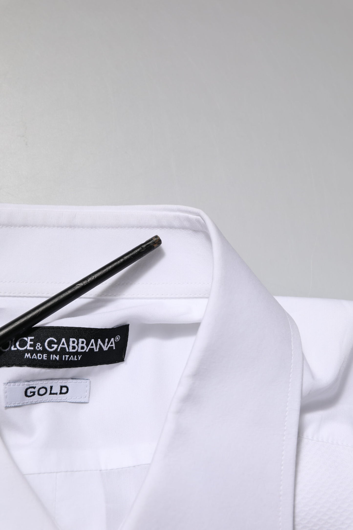 Dolce & Gabbana White Bib Cotton Poplin GOLD Men Formal Shirt by Dolce & Gabbana