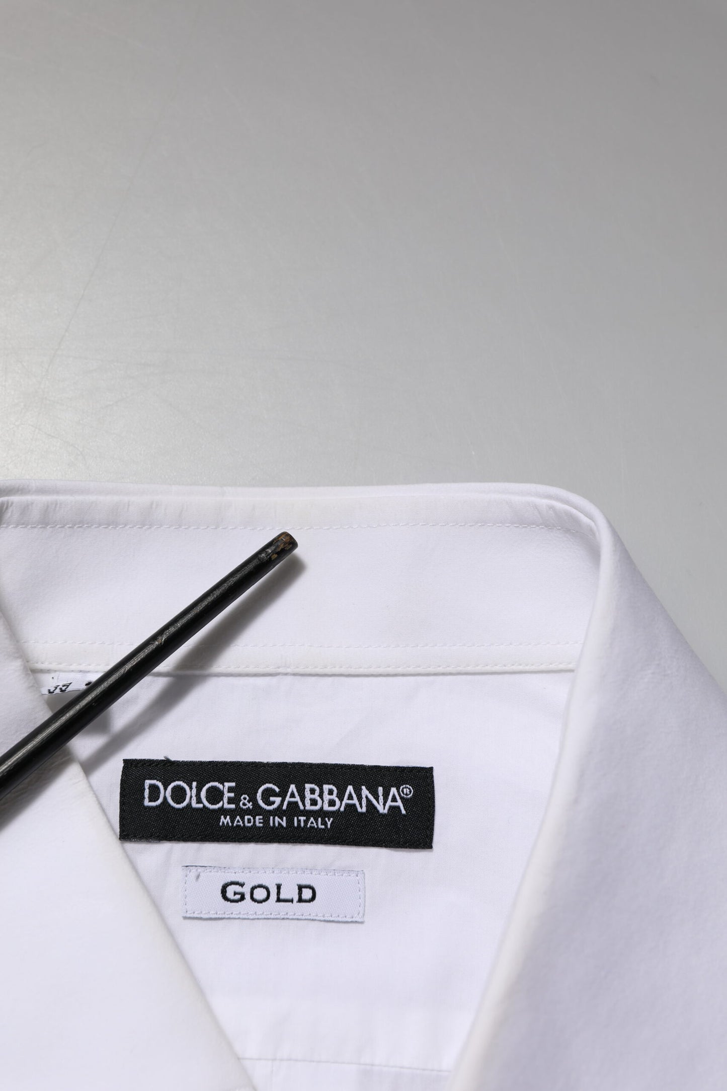 Dolce & Gabbana White Bib Cotton Poplin GOLD Men Formal Shirt by Dolce & Gabbana