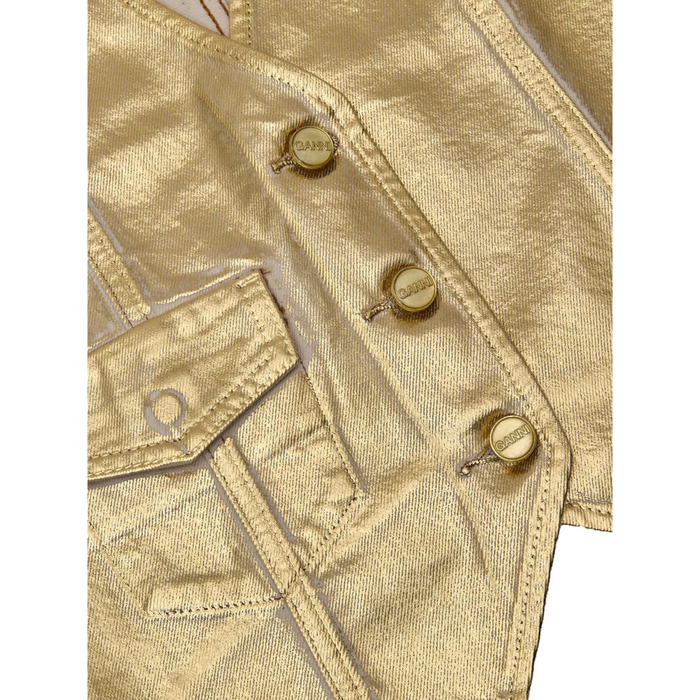 Ganni Gold Cotton Slevelless Jacket