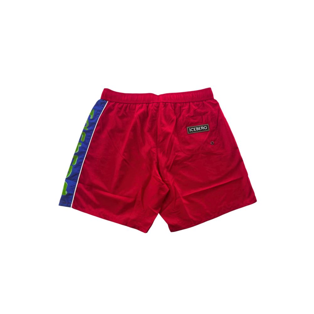 Short de bain homme en polyester rouge Iceberg