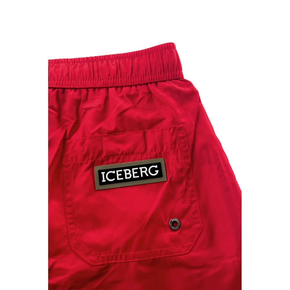 Short de bain homme en polyester rouge Iceberg