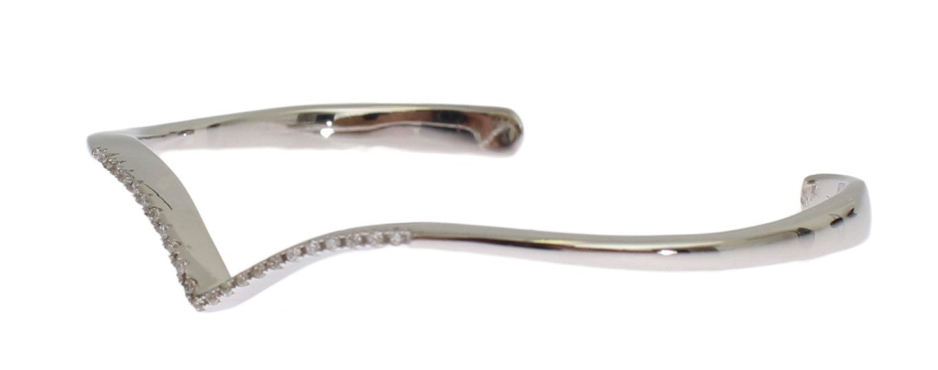 Bracelet manchette élégant en argent Nialaya avec accents en zircone cubique transparent
