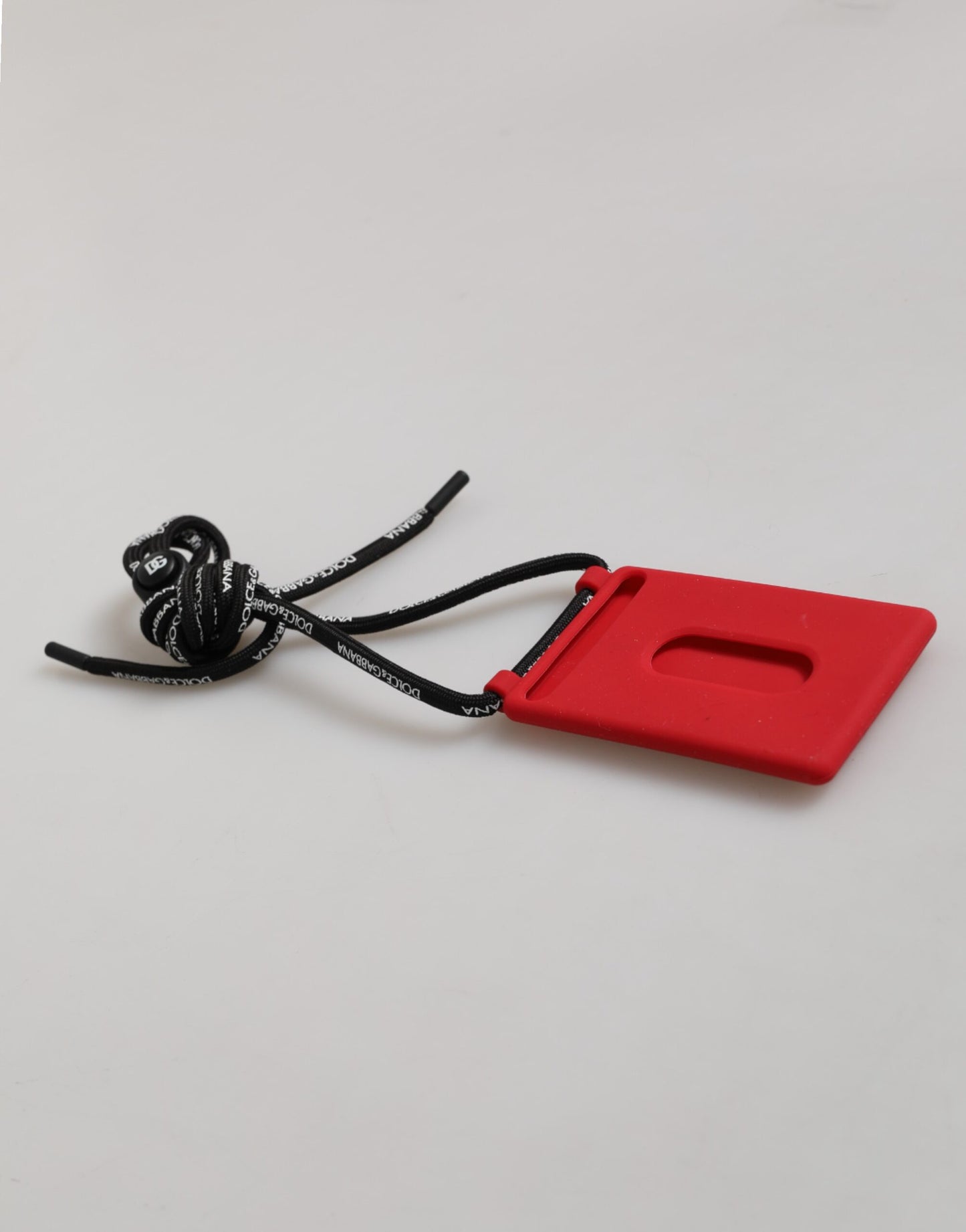 Dolce & Gabbana Red Rubber DG Embossed Adjustable Neck Strap Badge Holder