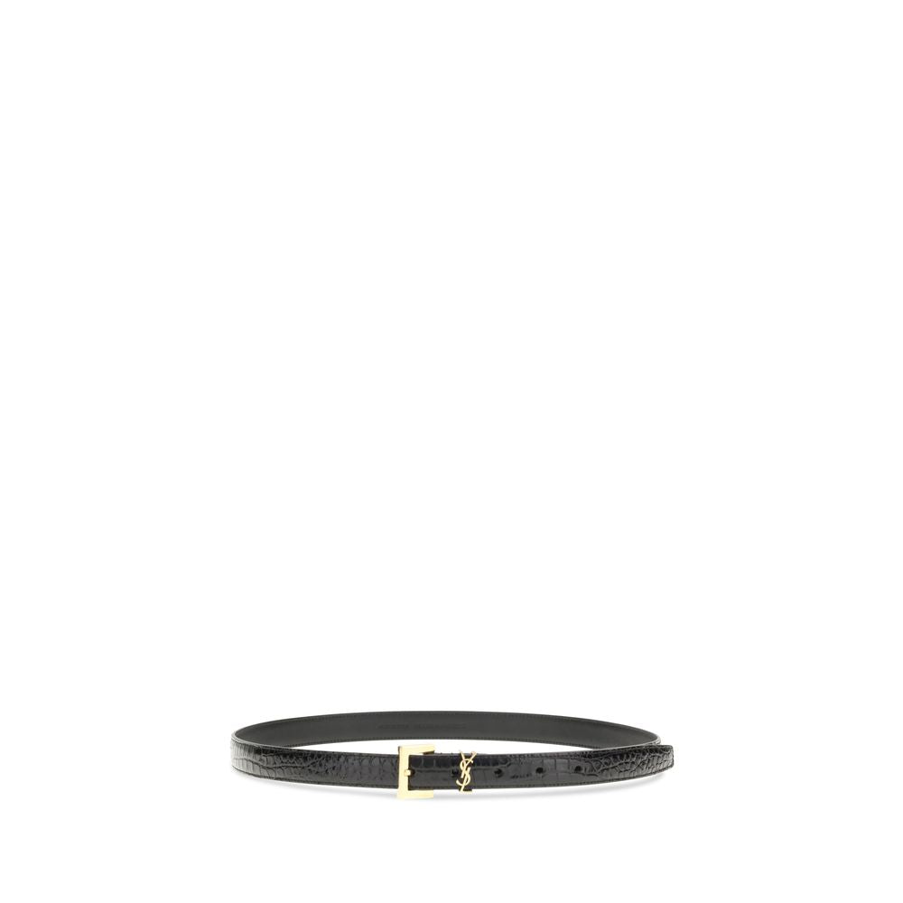 Saint Laurent Crocodile Effect Cassandre Belt