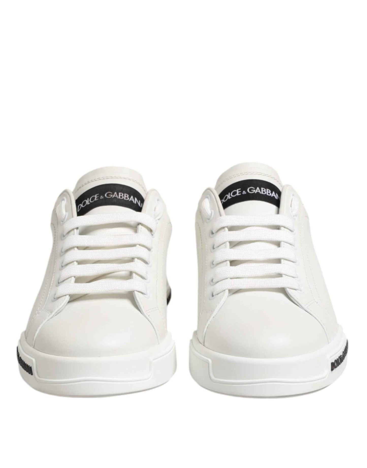 Dolce & Gabbana Black White Leather Portofino Sneaker Shoes