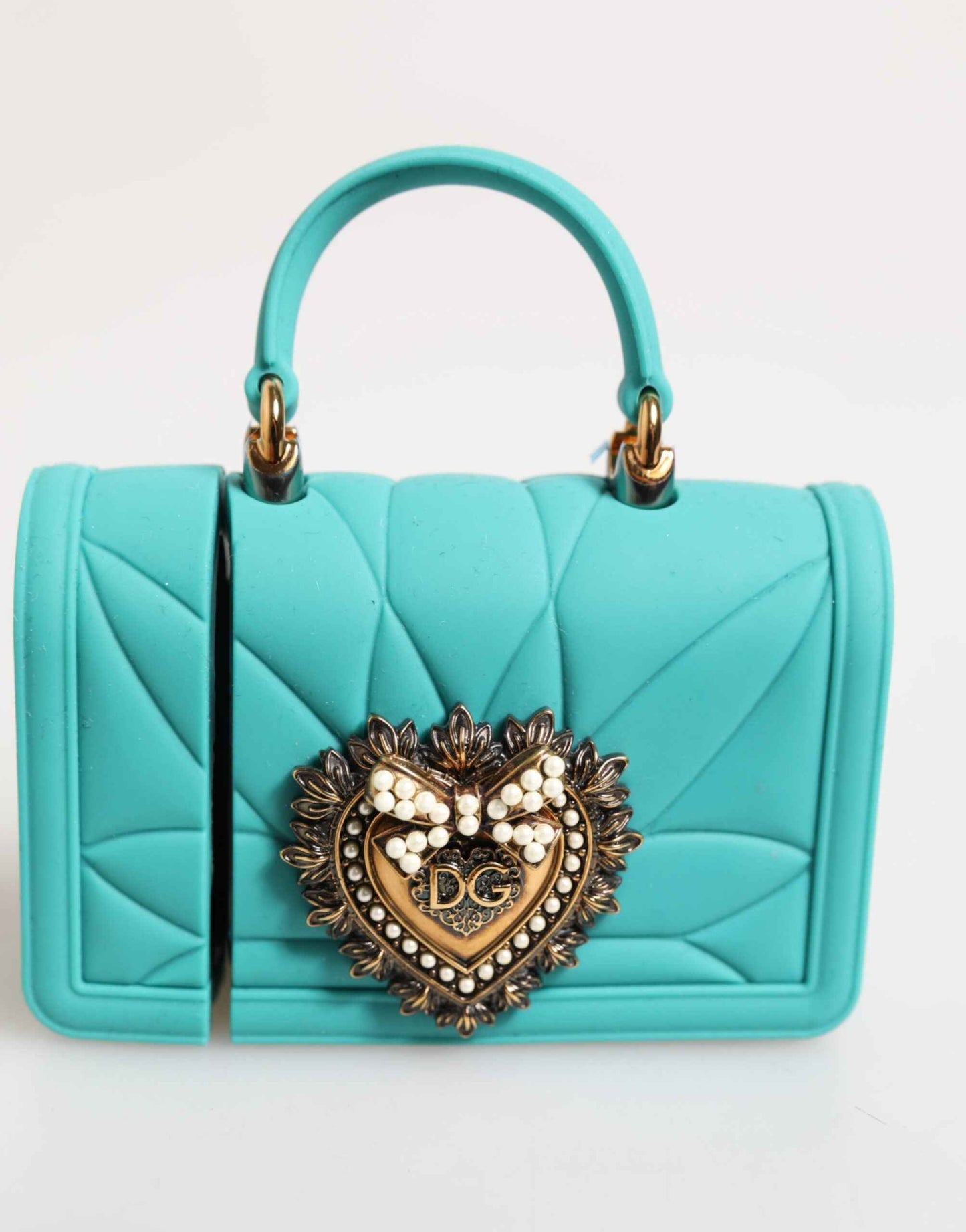 Dolce & Gabbana Turquoise Silicone Devotion Heart Cover Bag Airpods Case
