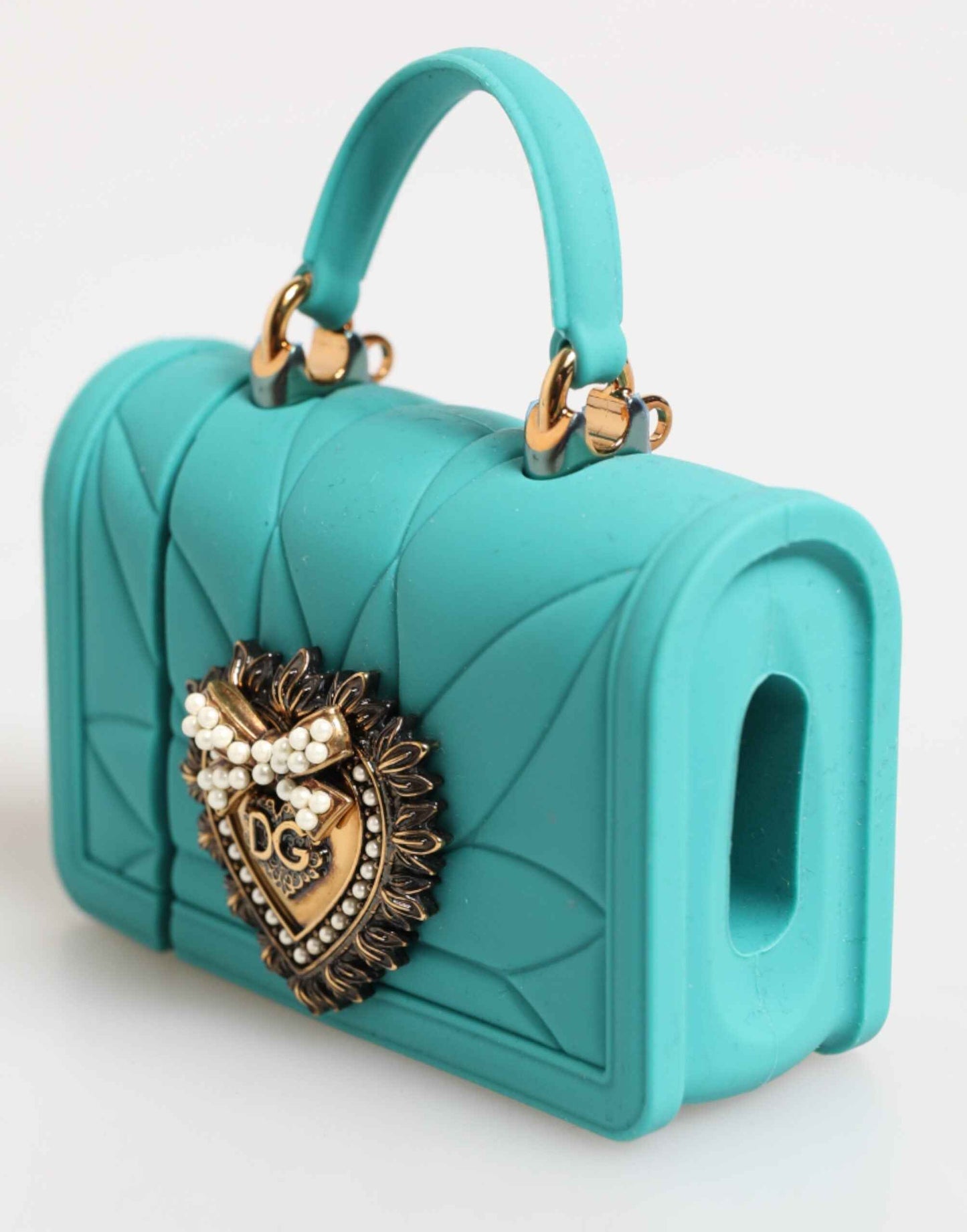 Dolce & Gabbana Turquoise Silicone Devotion Heart Cover Bag Airpods Case