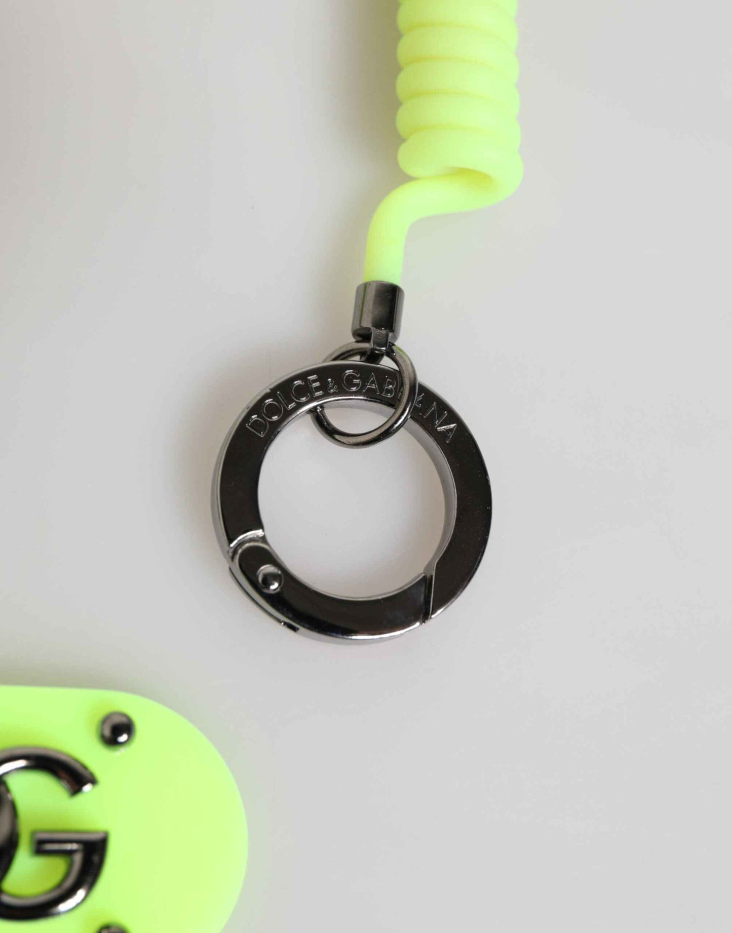 Dolce & Gabbana Green Springy Key Holder DG Logo Men's Keychain Keyring