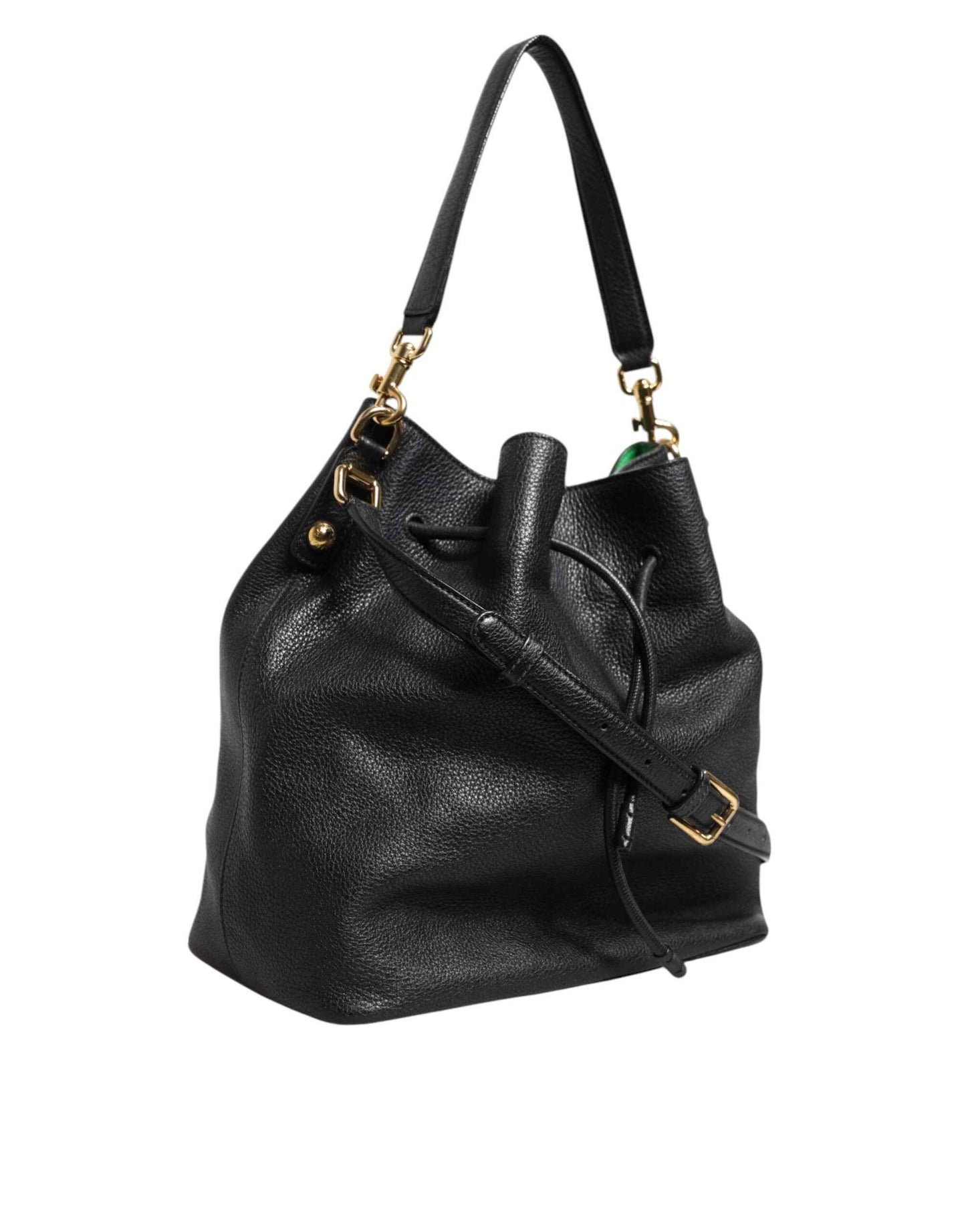 Dolce & Gabbana Black Leather Shoulder Crossbody Bucket Women Borse Bag