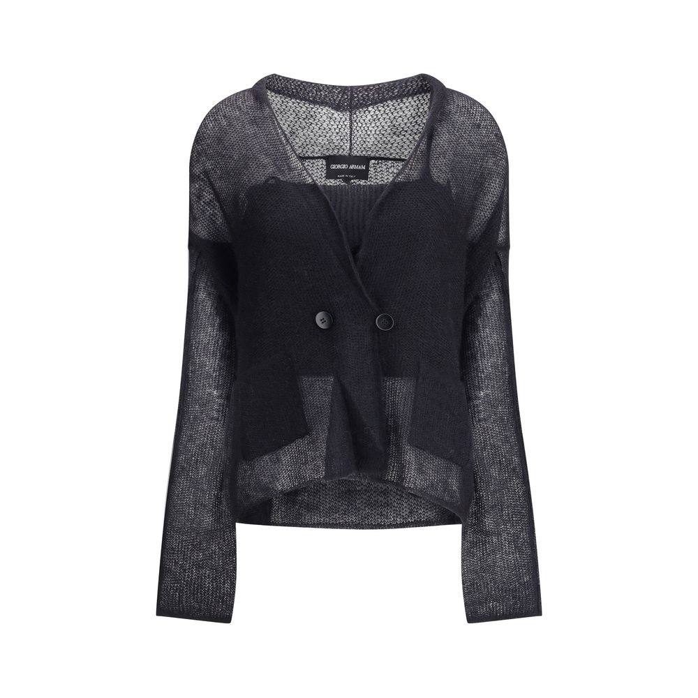 Giorgio Armani Double-breasted cardigan and top in a wool and mohair blend Twin set