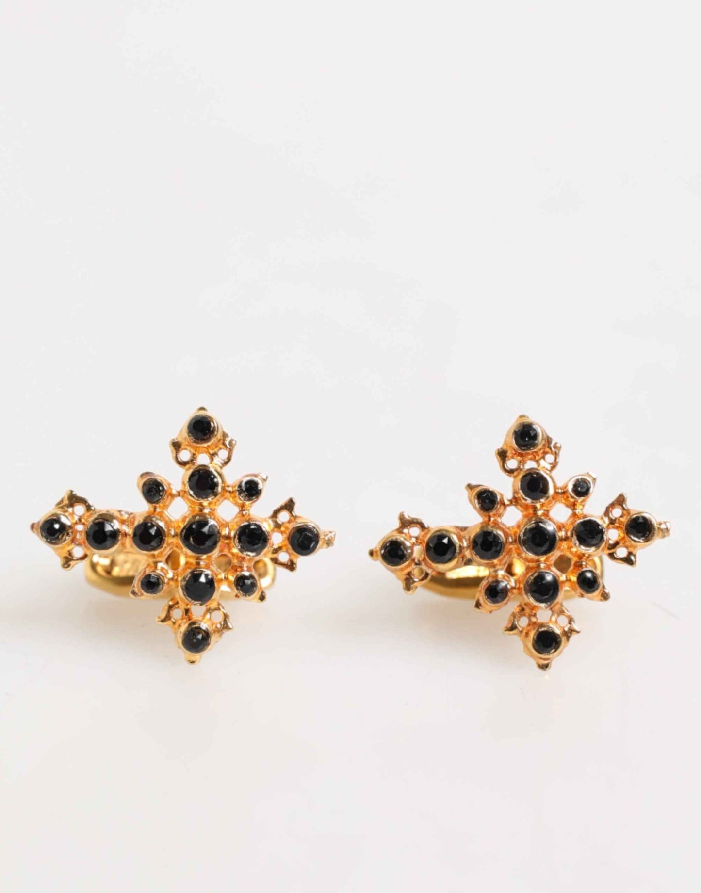 Dolce & Gabbana Gold Tone Brass Cross Crystal Men Accessory Cufflink by Dolce & Gabbana