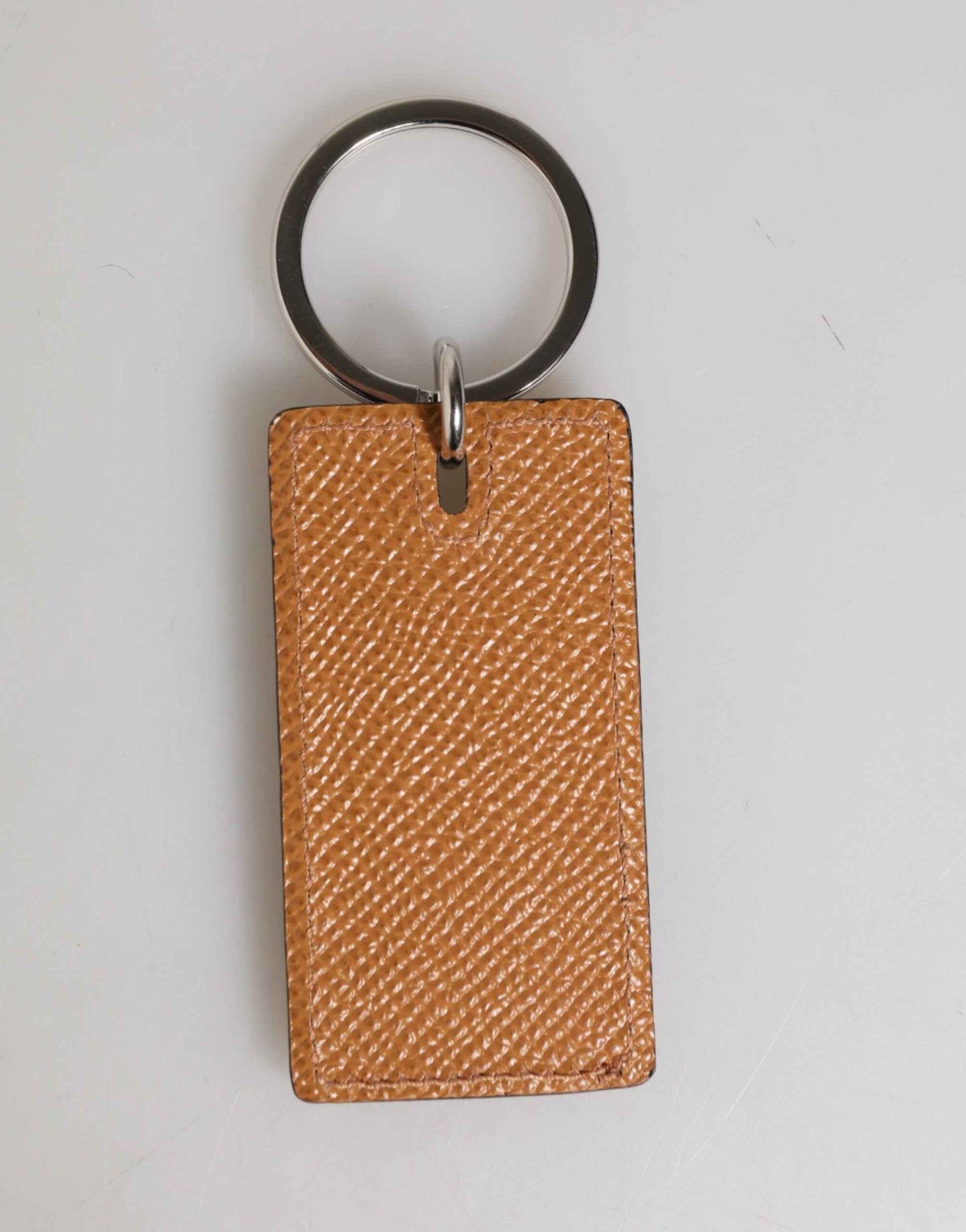 Dolce & Gabbana Brown Leather Logo Metal Ring Keychain Holder Men Keyring by Dolce & Gabbana