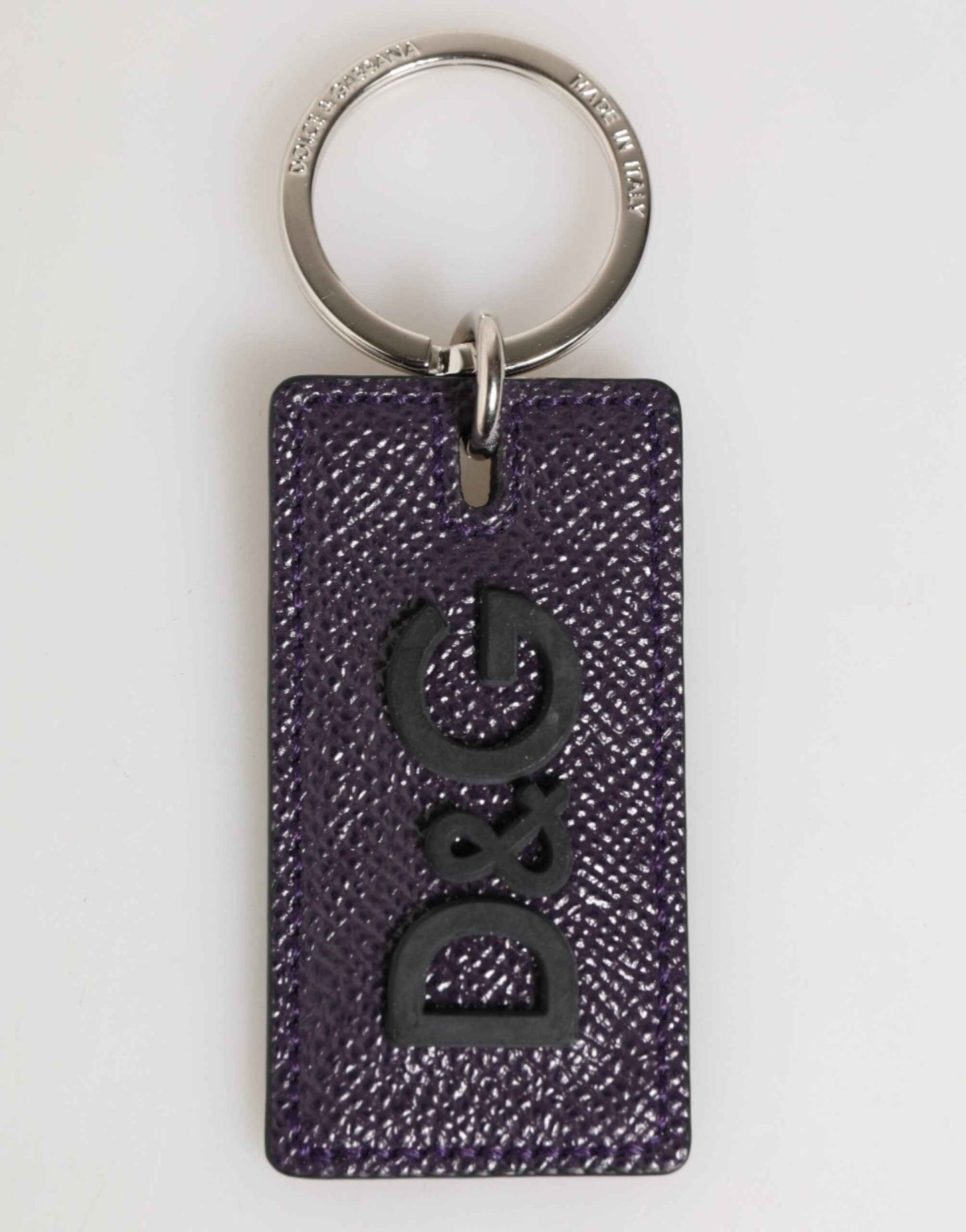 Dolce & Gabbana Violet Leather Logo Metal Ring Men Keychain Keyring by Dolce & Gabbana