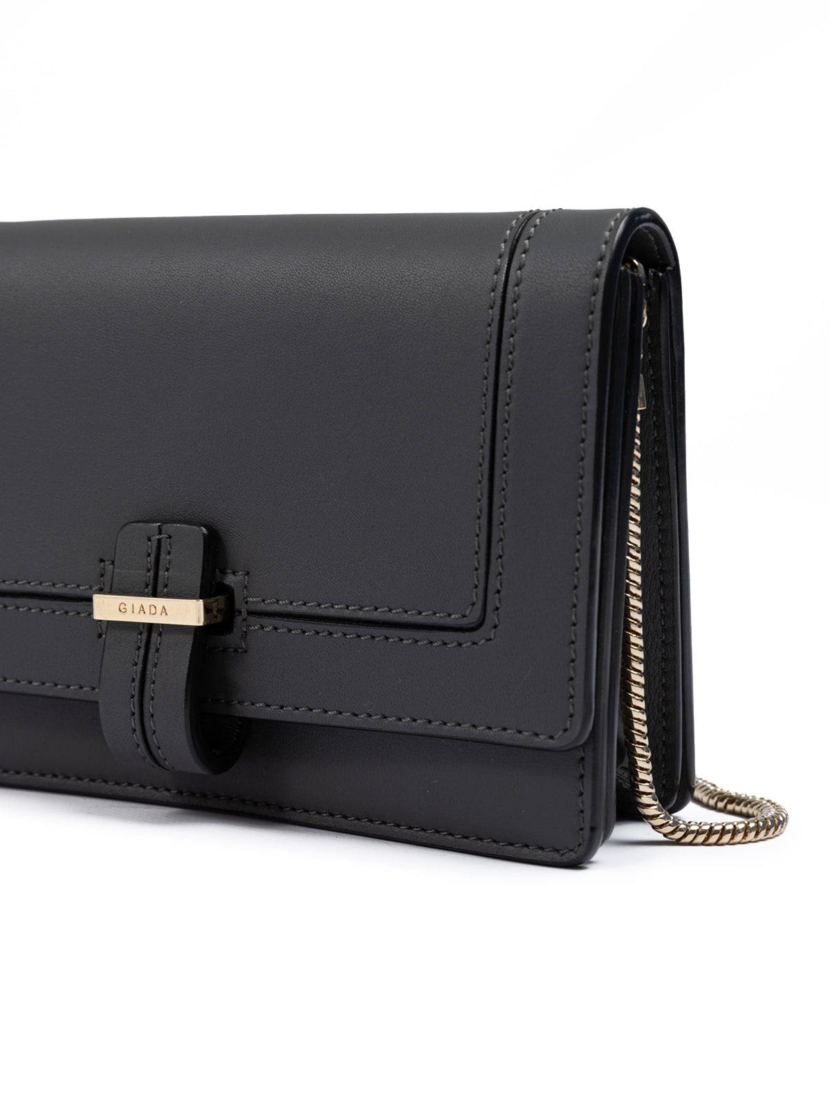 Giada Dark Gray Leather Clutch Bag