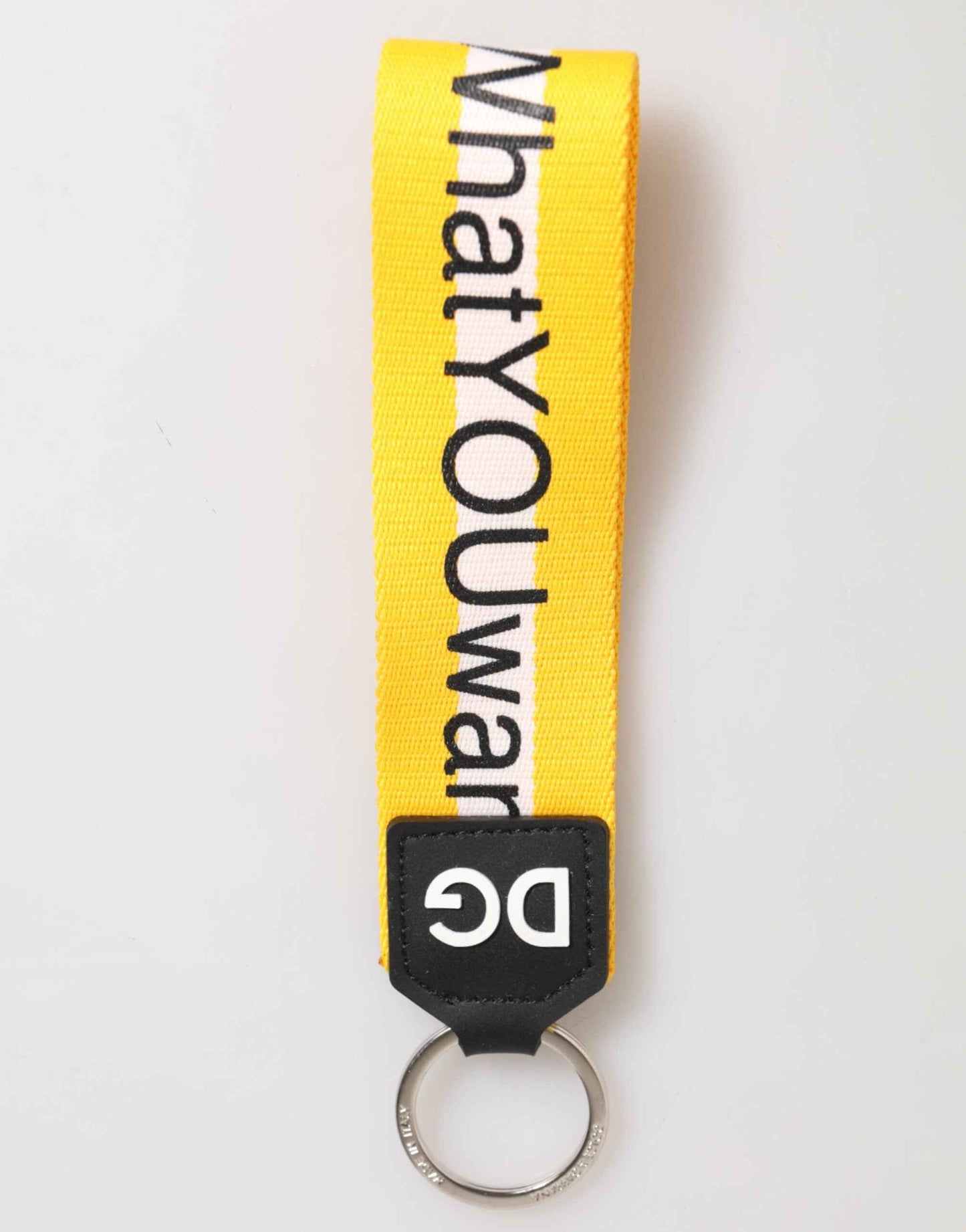 Dolce & Gabbana Yellow Logo Polyester Silver Brass Holder Keychain Keyring by Dolce & Gabbana
