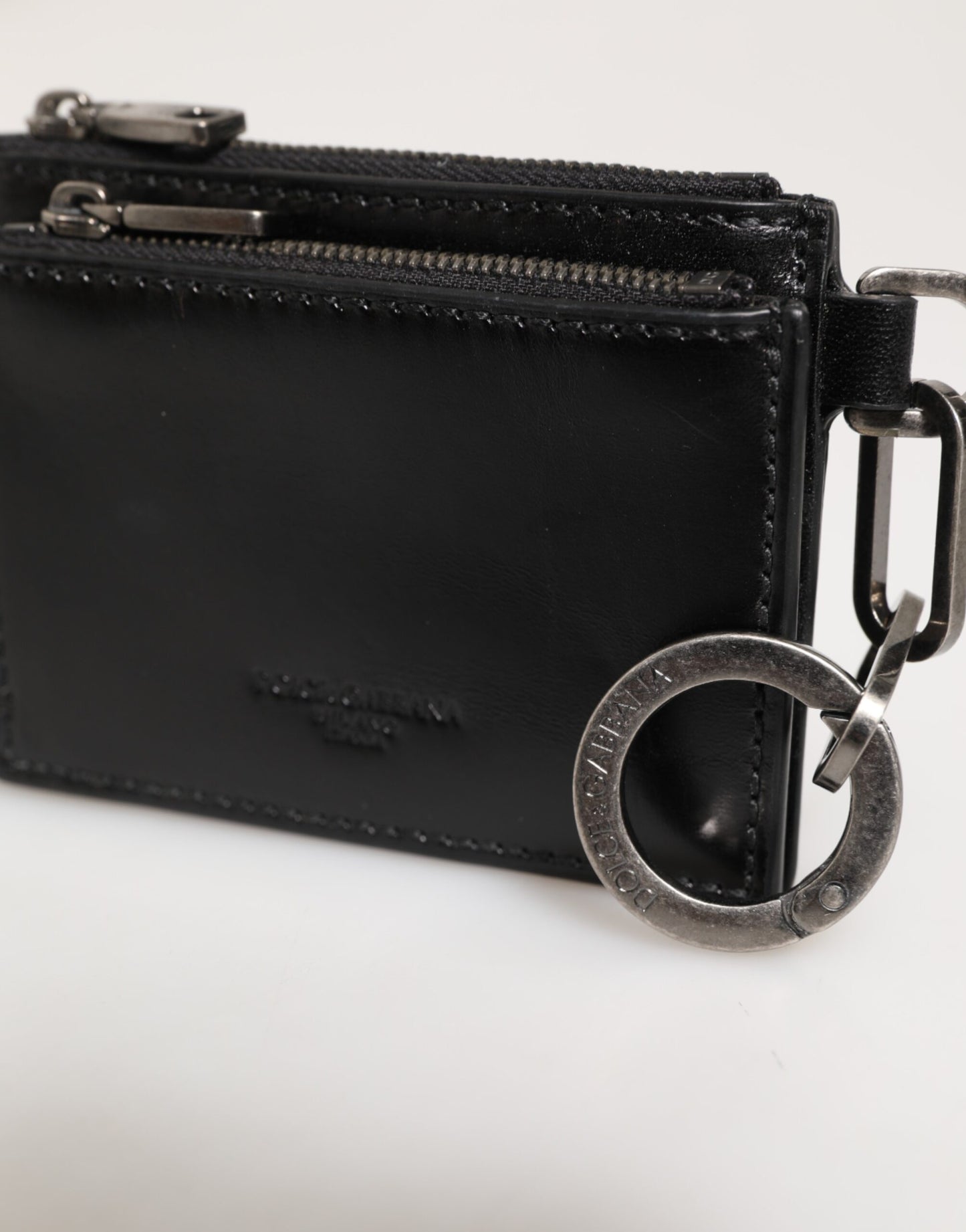 Dolce & Gabbana Black Leather Zipped Card Holder Coin Purse Keyring Wallet - from Dolce & Gabbana