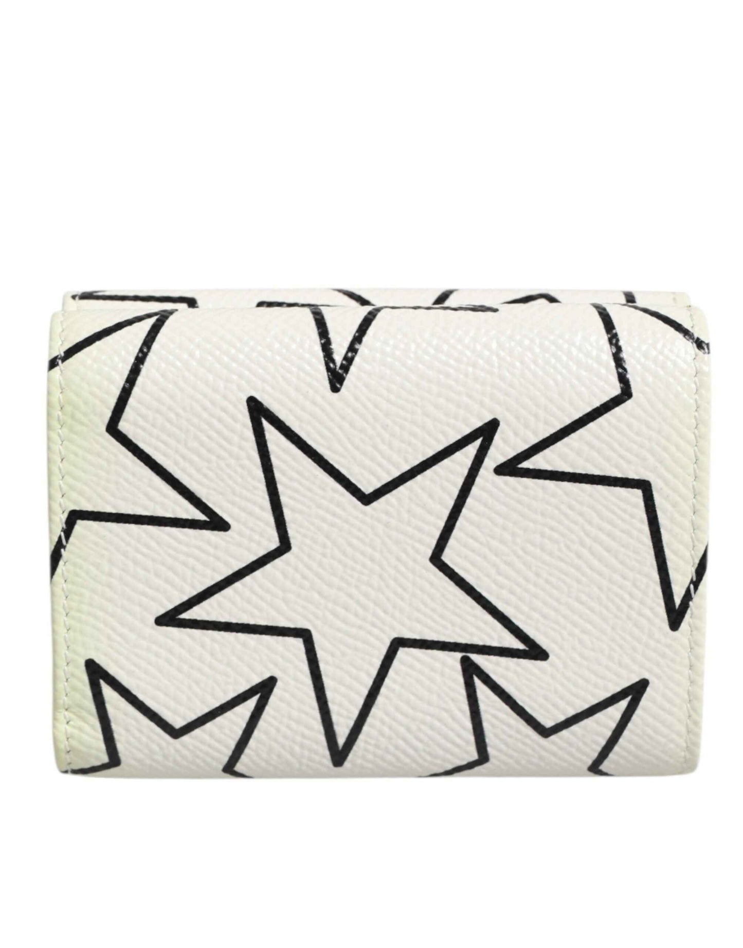 Dolce & Gabbana White Leather Trifold DG Star Print Card Holder Wallet by Dolce & Gabbana