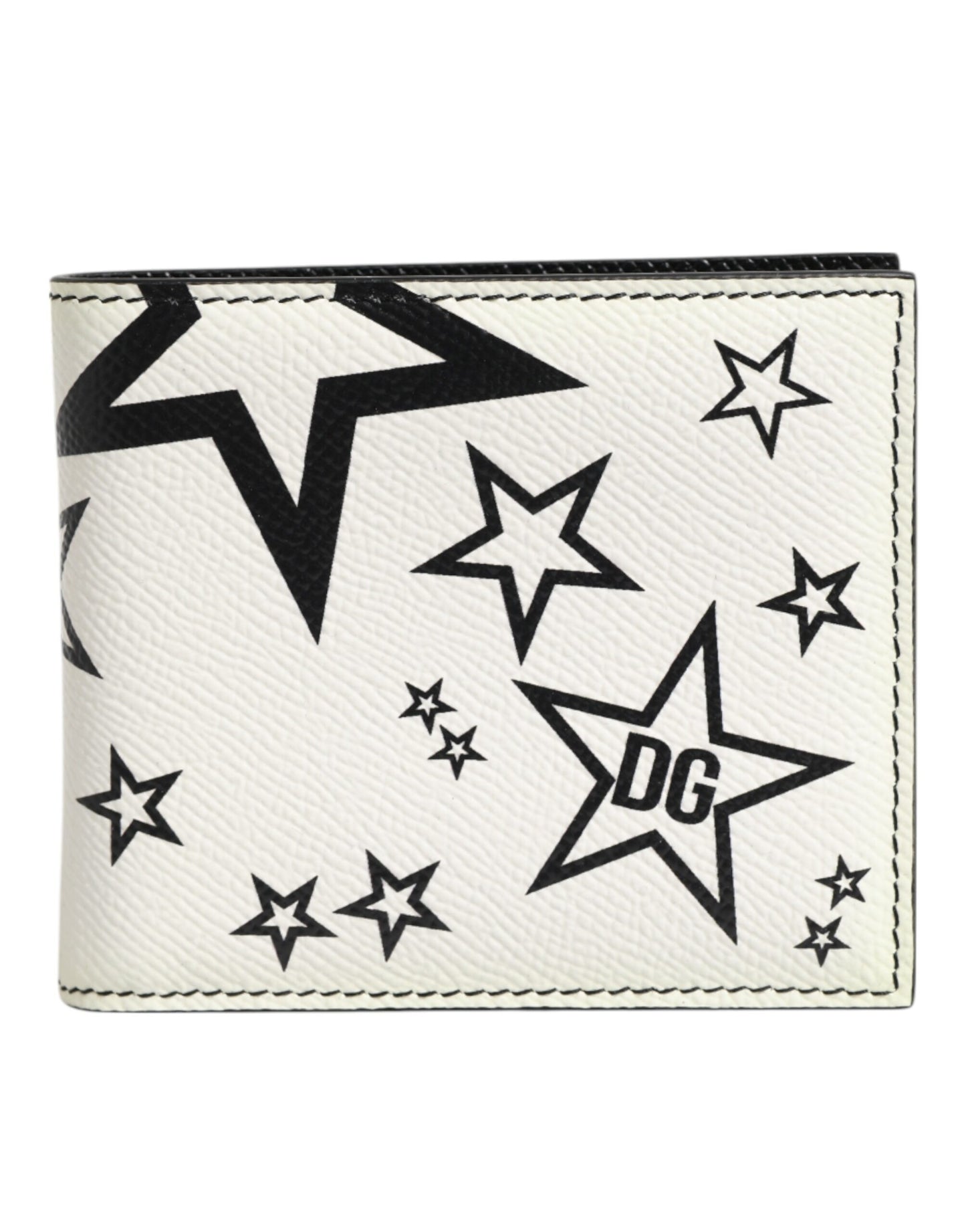 Dolce & Gabbana White Leather DG Star Logo Bifold Men Card Holder Wallet - from Dolce & Gabbana