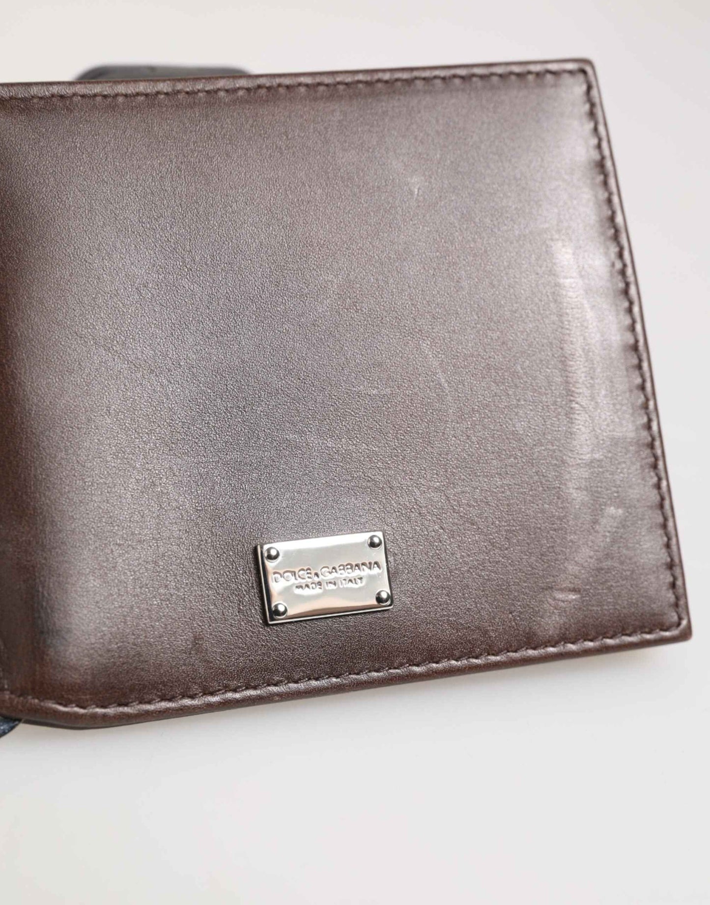 Dolce & Gabbana Brown Leather DG Logo Engrave Bifold Card Holder Wallet by Dolce & Gabbana