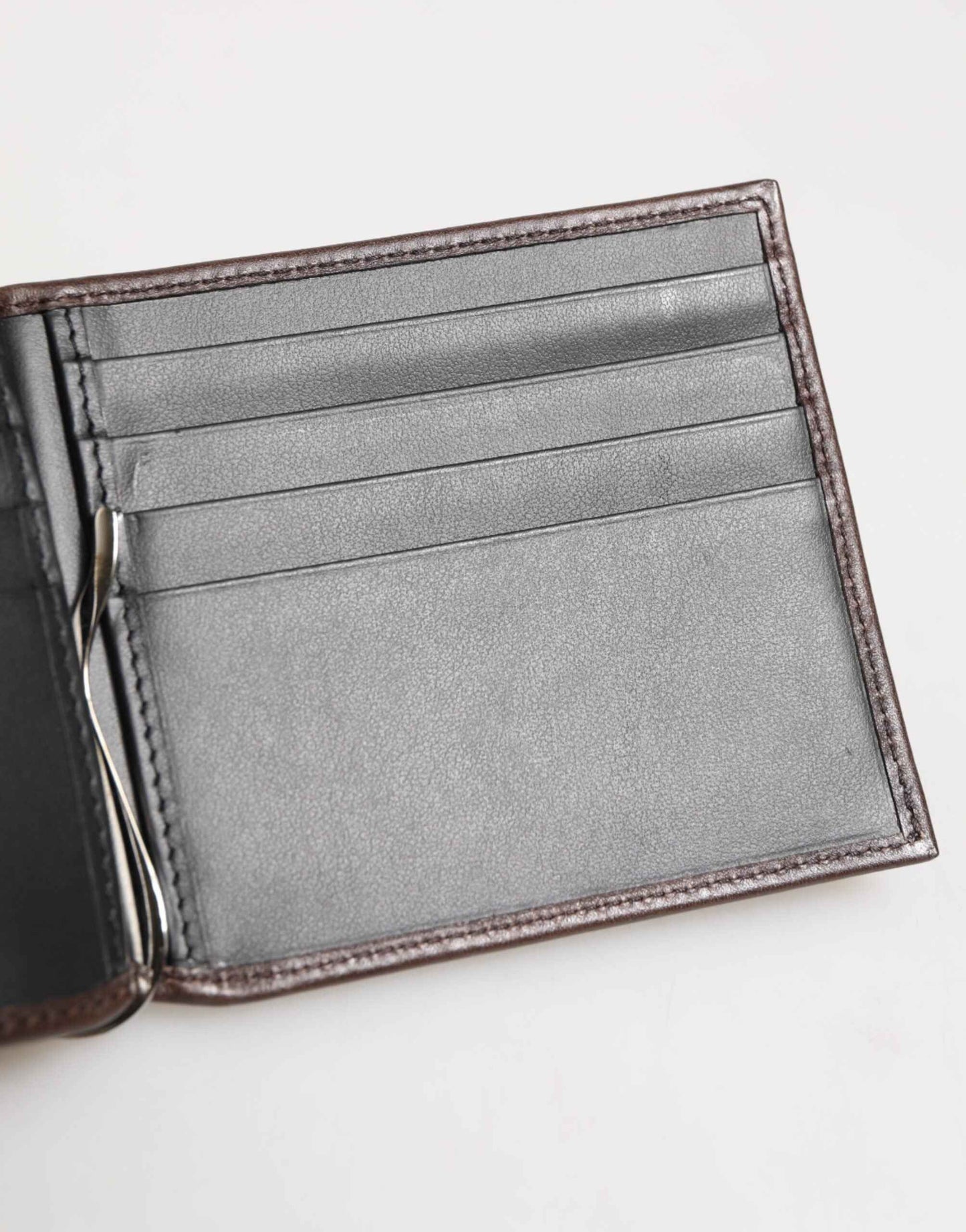Dolce & Gabbana Brown Leather DG Logo Engrave Bifold Card Holder Wallet by Dolce & Gabbana