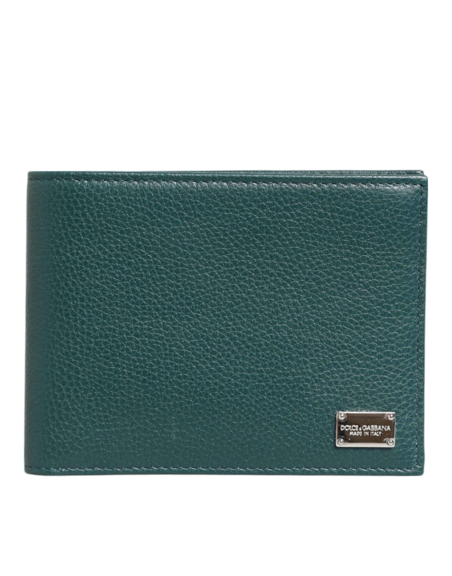 Dolce & Gabbana Green Leather DG Logo Engrave Men Bifold Card Holder Wallet by Dolce & Gabbana