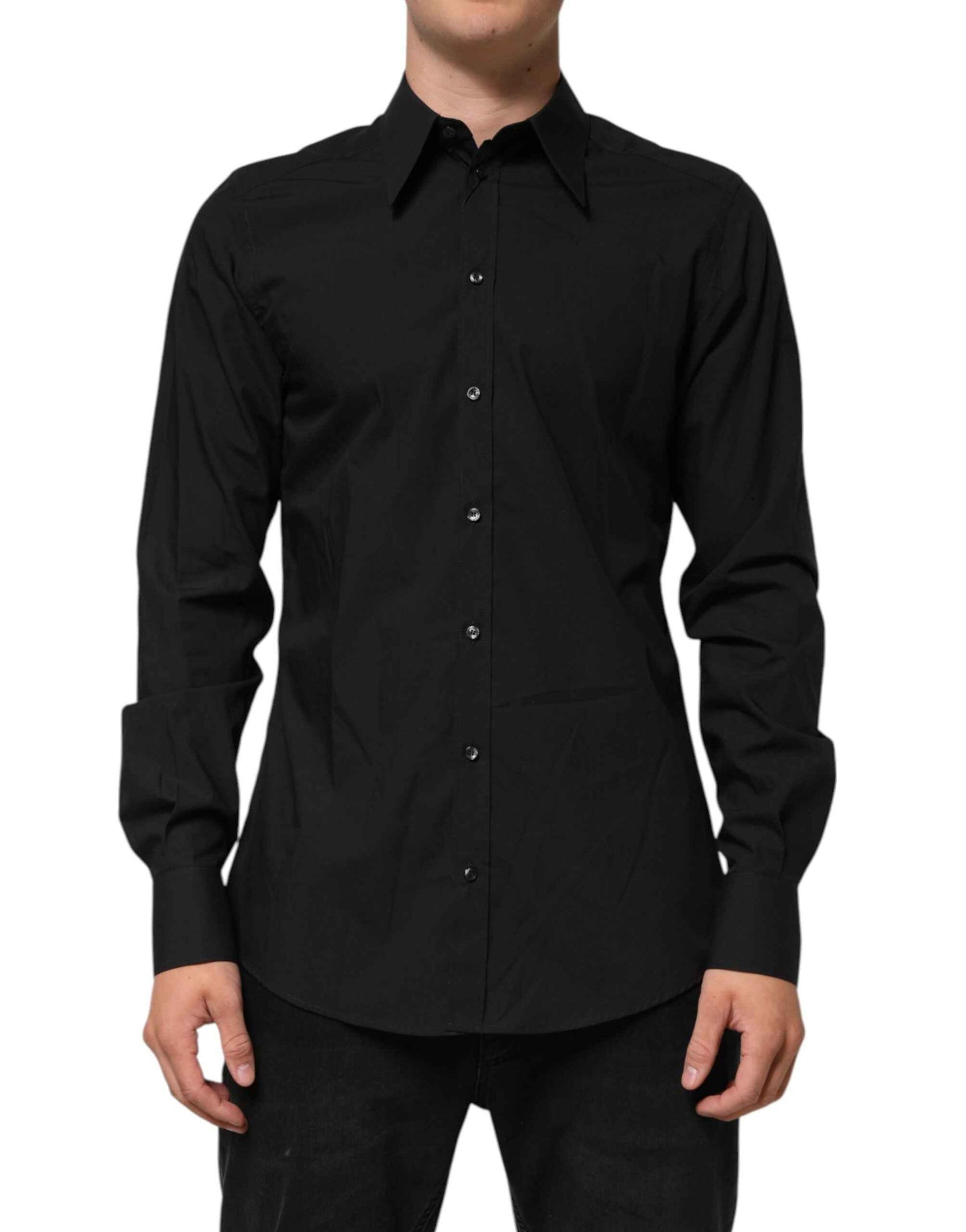 Dolce & Gabbana Black MARTINI Slim Fit Dress Formal Men Shirt by Dolce & Gabbana