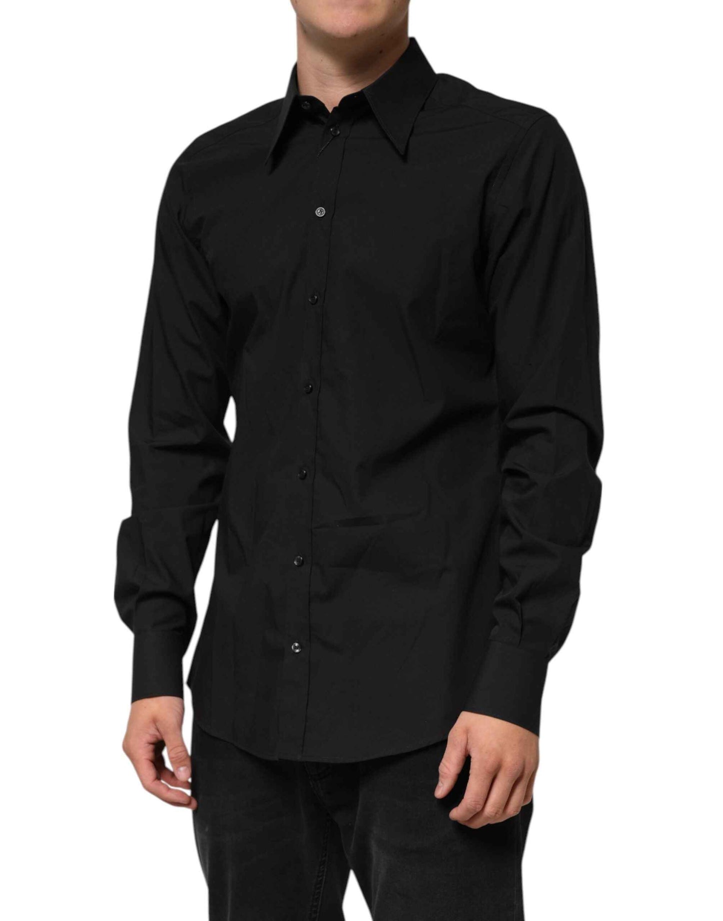 Dolce & Gabbana Black MARTINI Slim Fit Dress Formal Men Shirt by Dolce & Gabbana