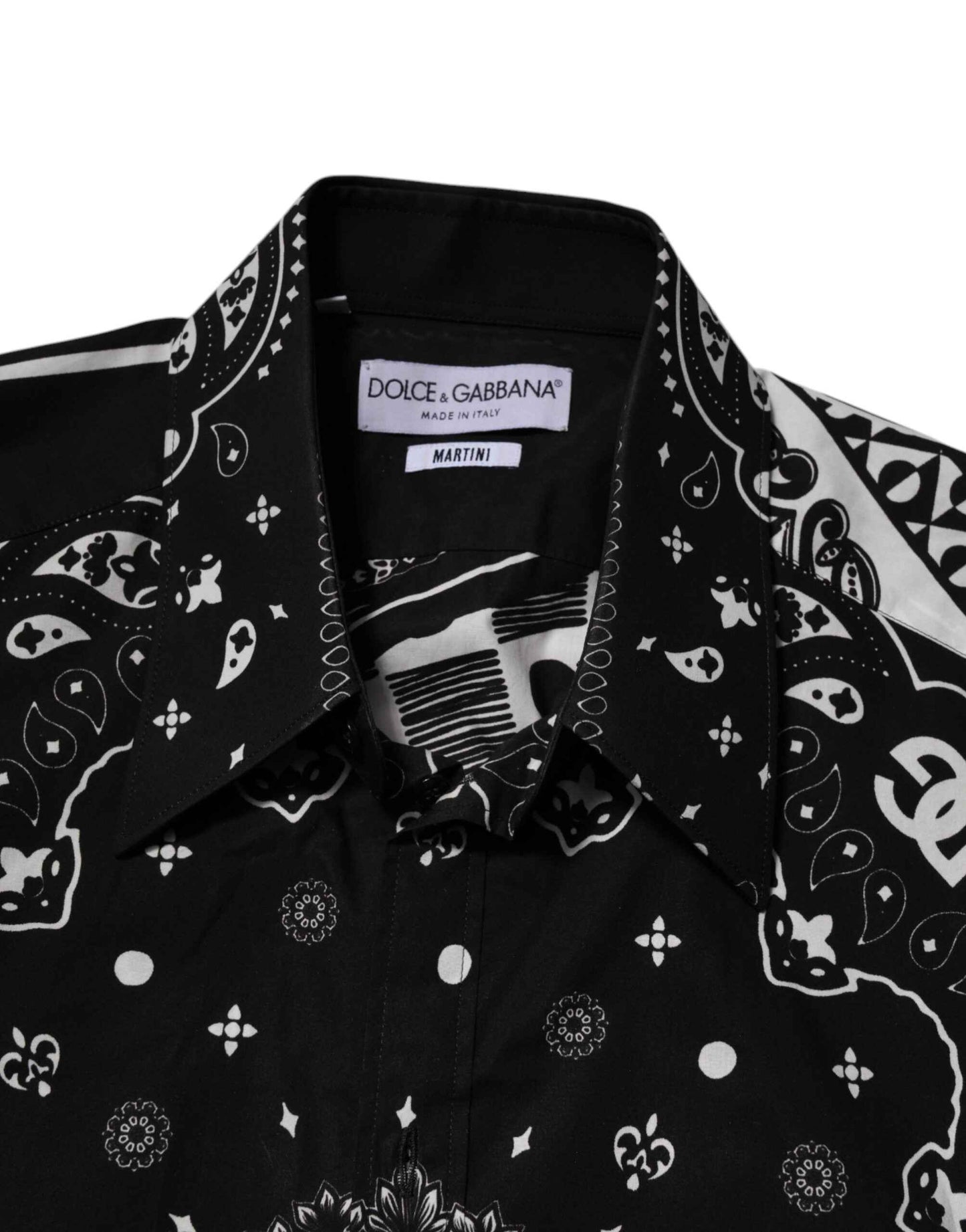 Dolce & Gabbana Black Bandana Print Logo MARTINI Dress Shirt by Dolce & Gabbana