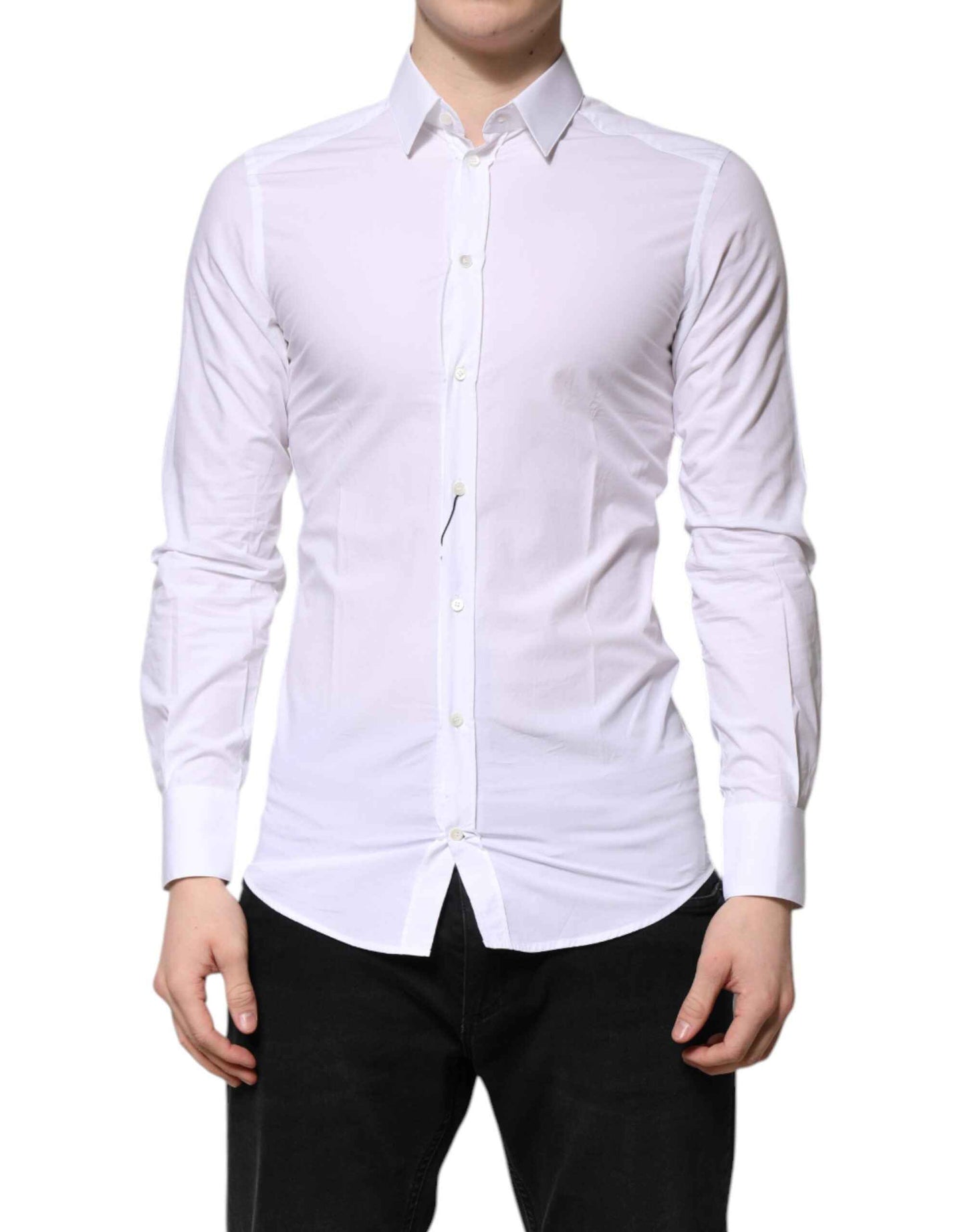 Dolce & Gabbana White Cotton GOLD Long Sleeves Dress Shirt by Dolce & Gabbana