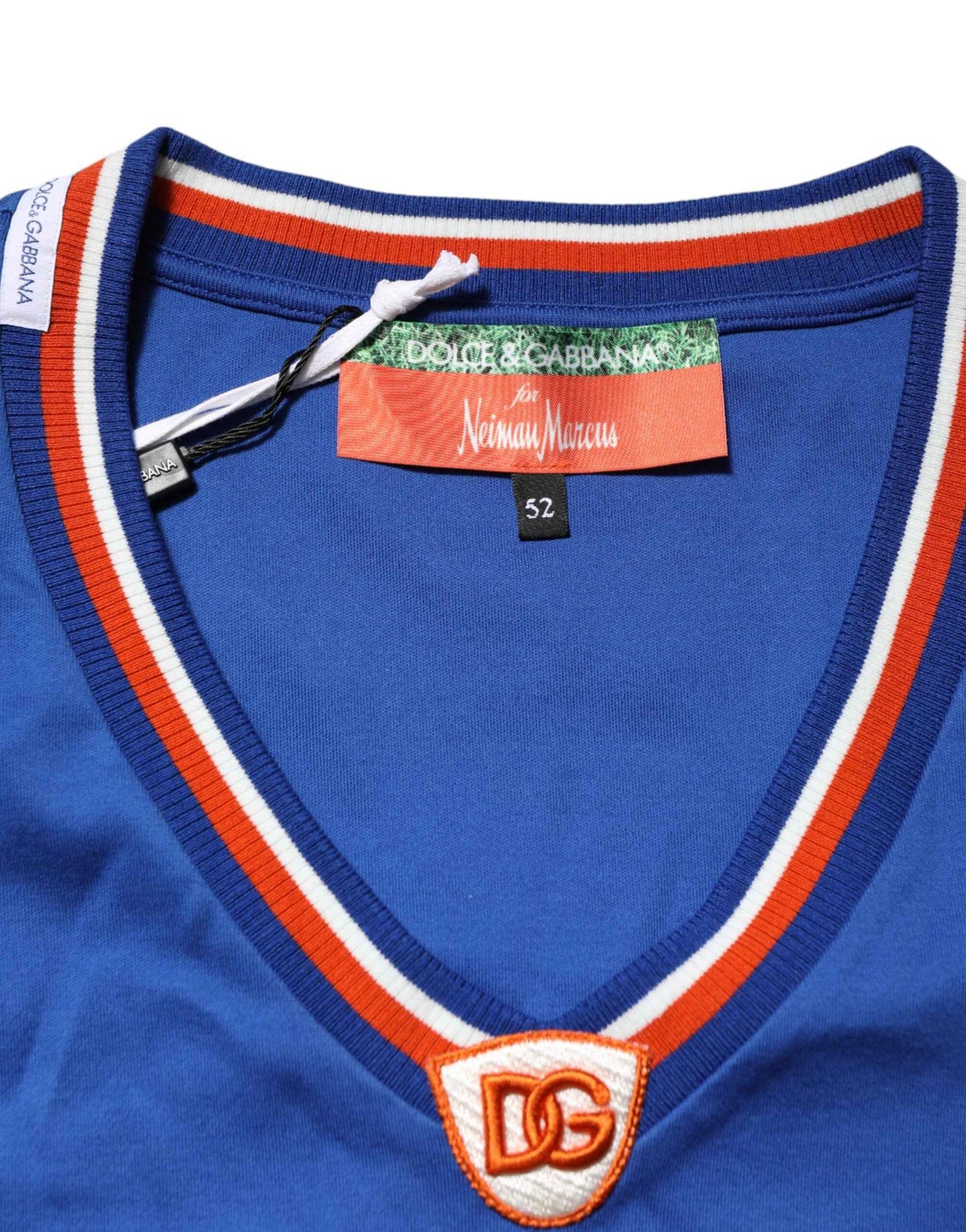 Dolce & Gabbana Blue Cotton DG Logo Mesh Jersey T-shirt by Dolce & Gabbana