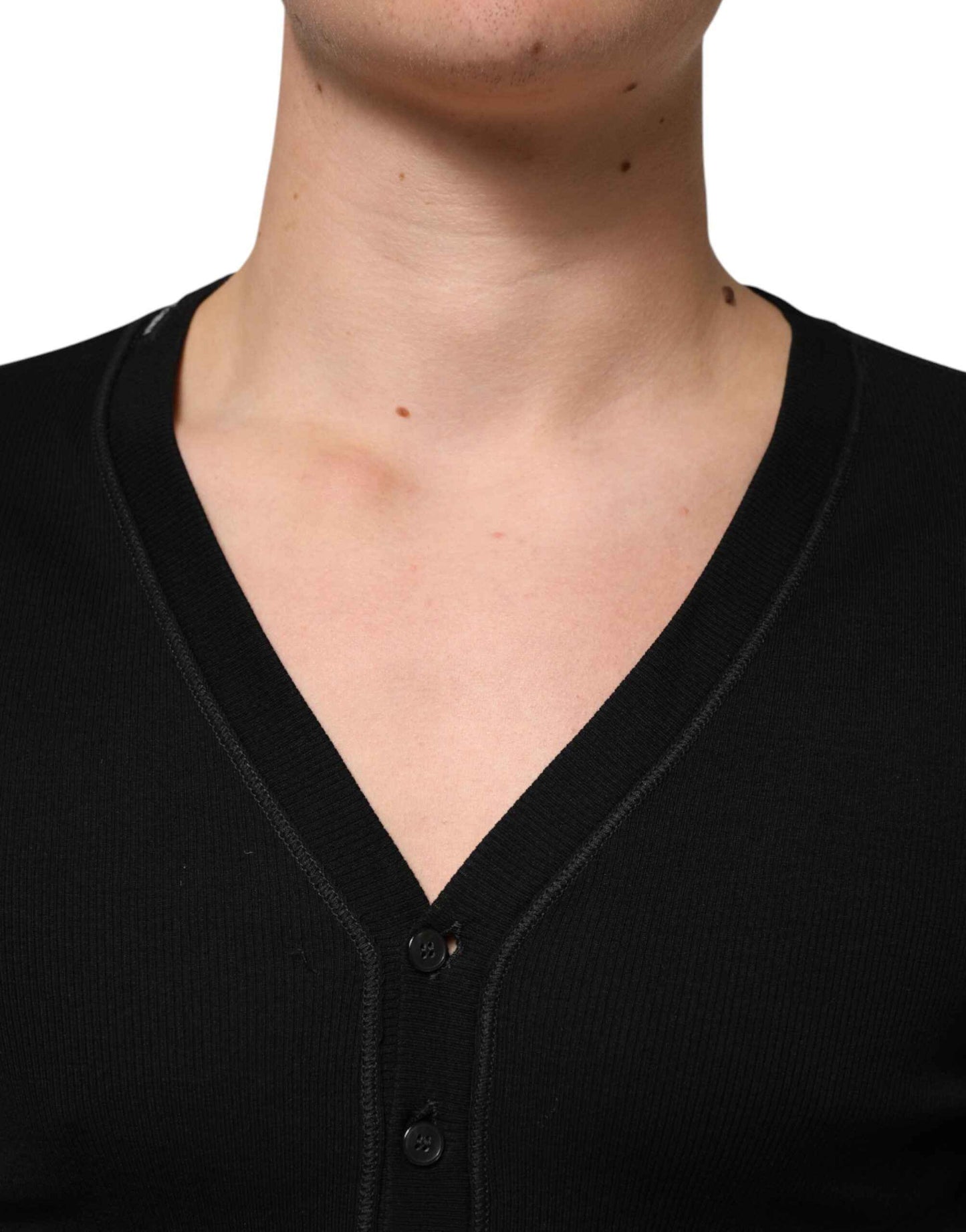 Dolce & Gabbana Black Cotton Button Up Men Cardigan Sweater by Dolce & Gabbana