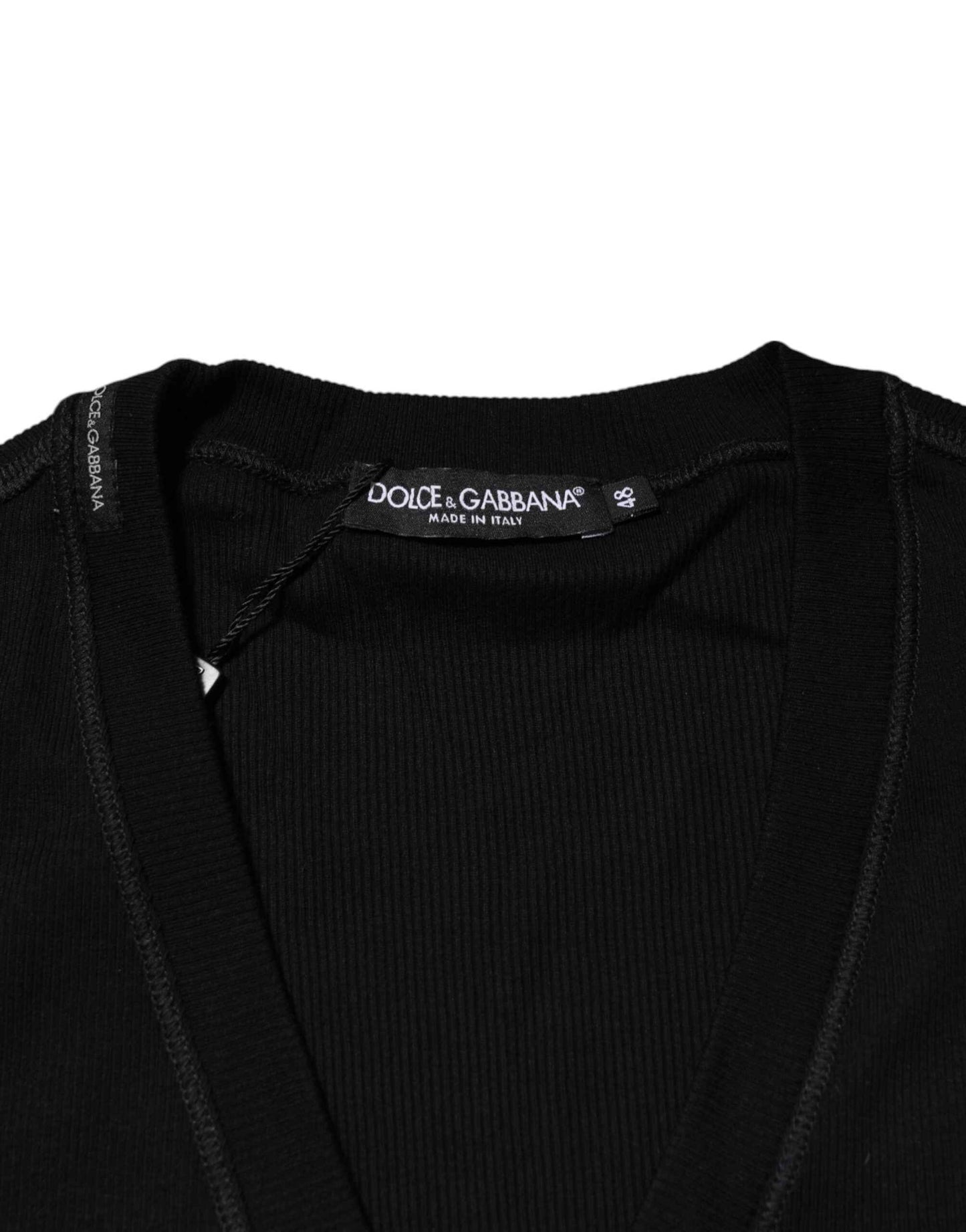 Dolce & Gabbana Black Cotton Button Up Men Cardigan Sweater by Dolce & Gabbana