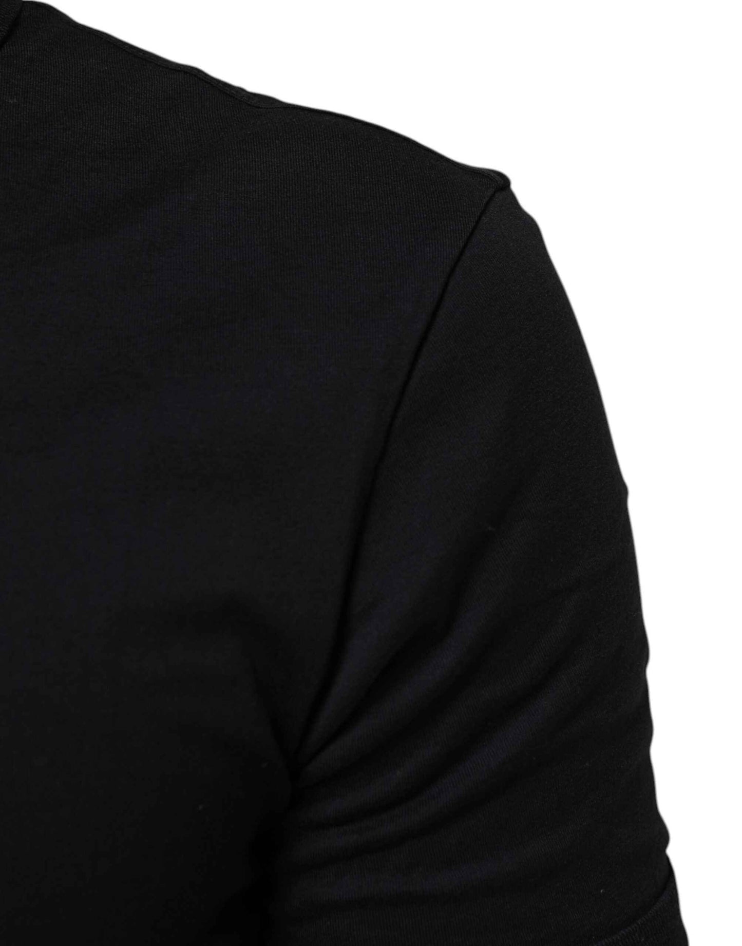 Dolce & Gabbana Black Cotton Plain V-Neck Men Shirt T-shirt by Dolce & Gabbana
